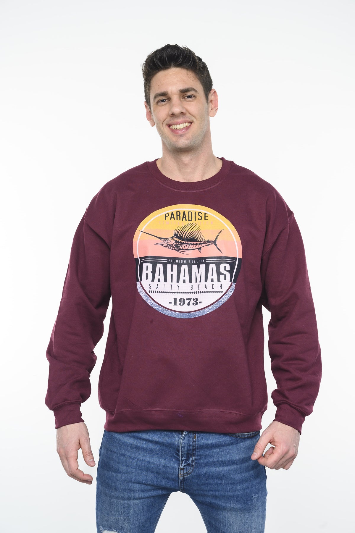 Burgundy Uni-Sex Crewneck Long Sleeve
