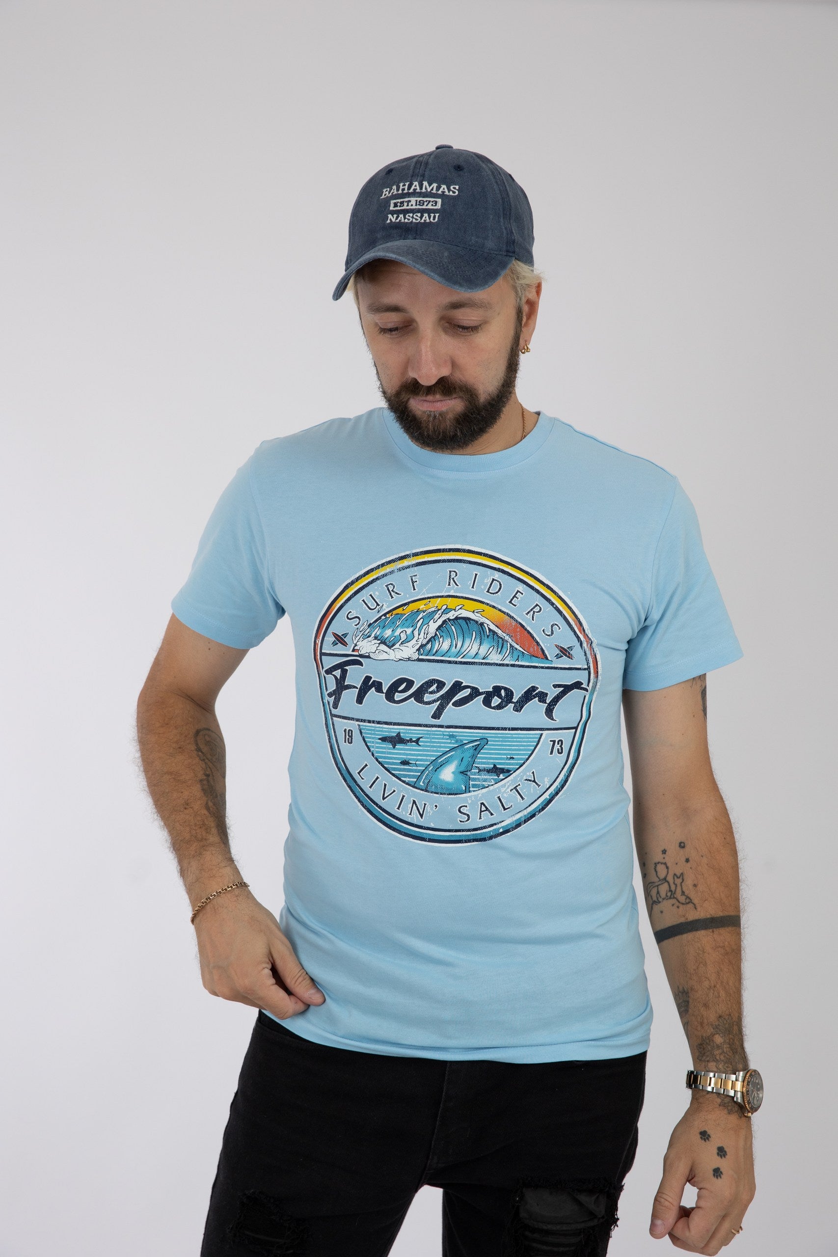 Adult Solid T-Shirts Sky Blue