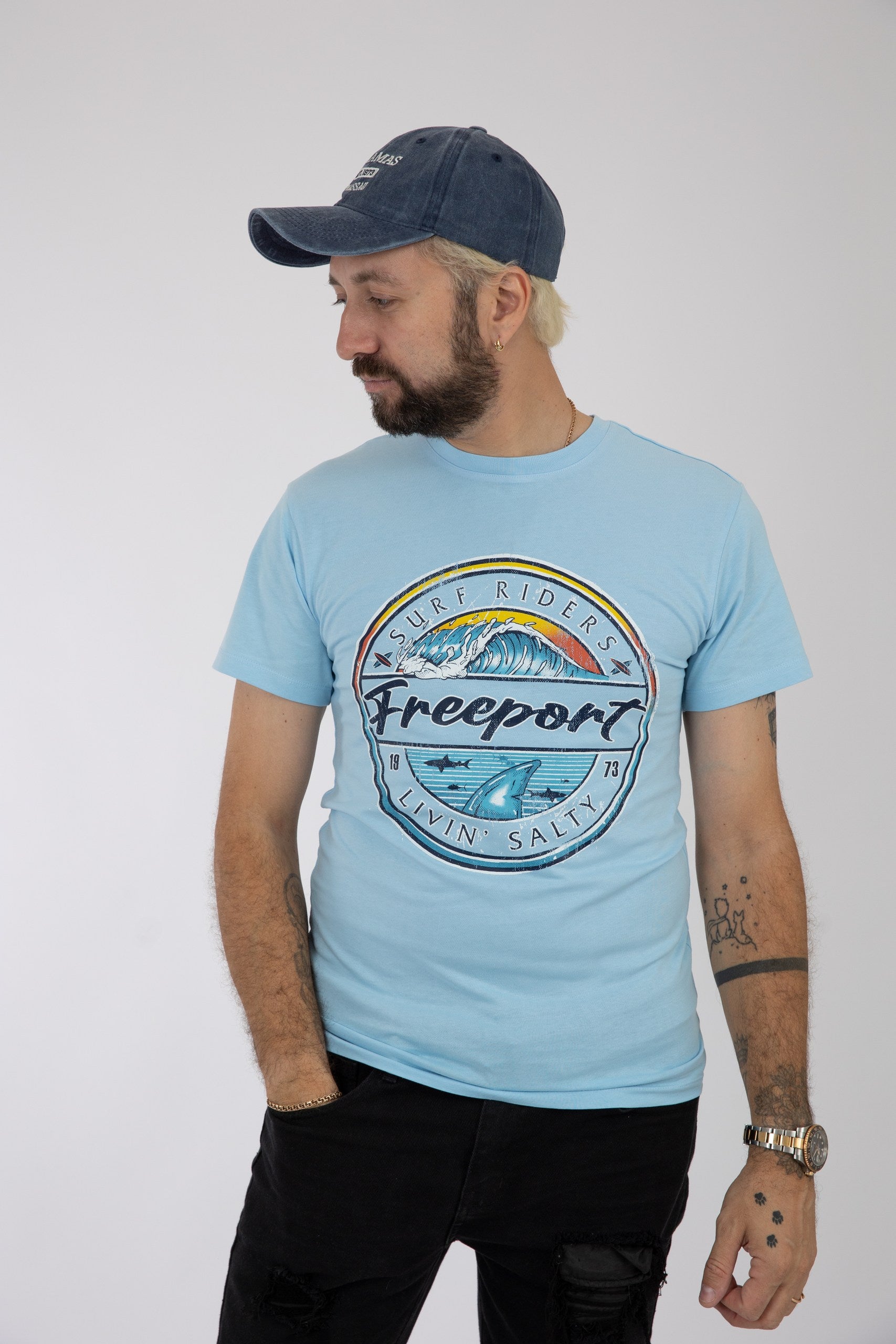 Adult Solid T-Shirts Sky Blue