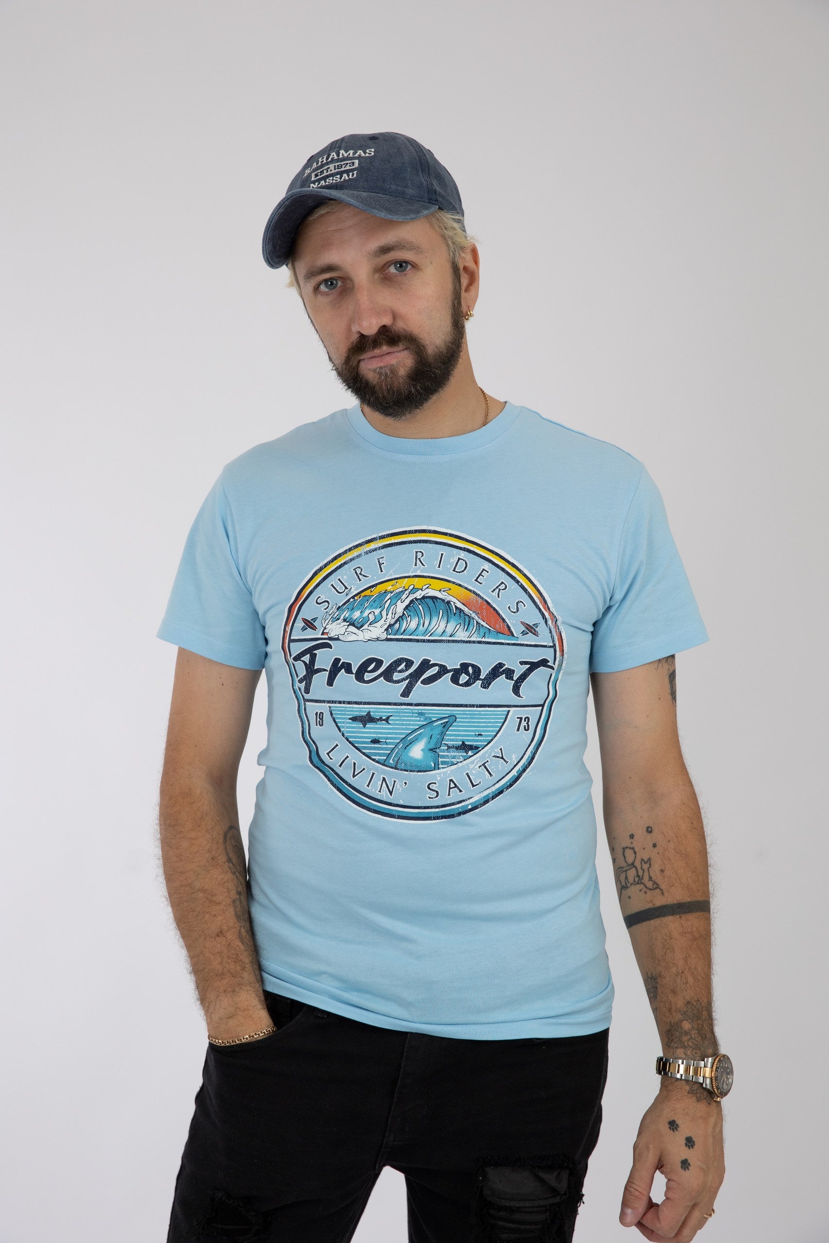 Adult Solid T-Shirts Sky Blue