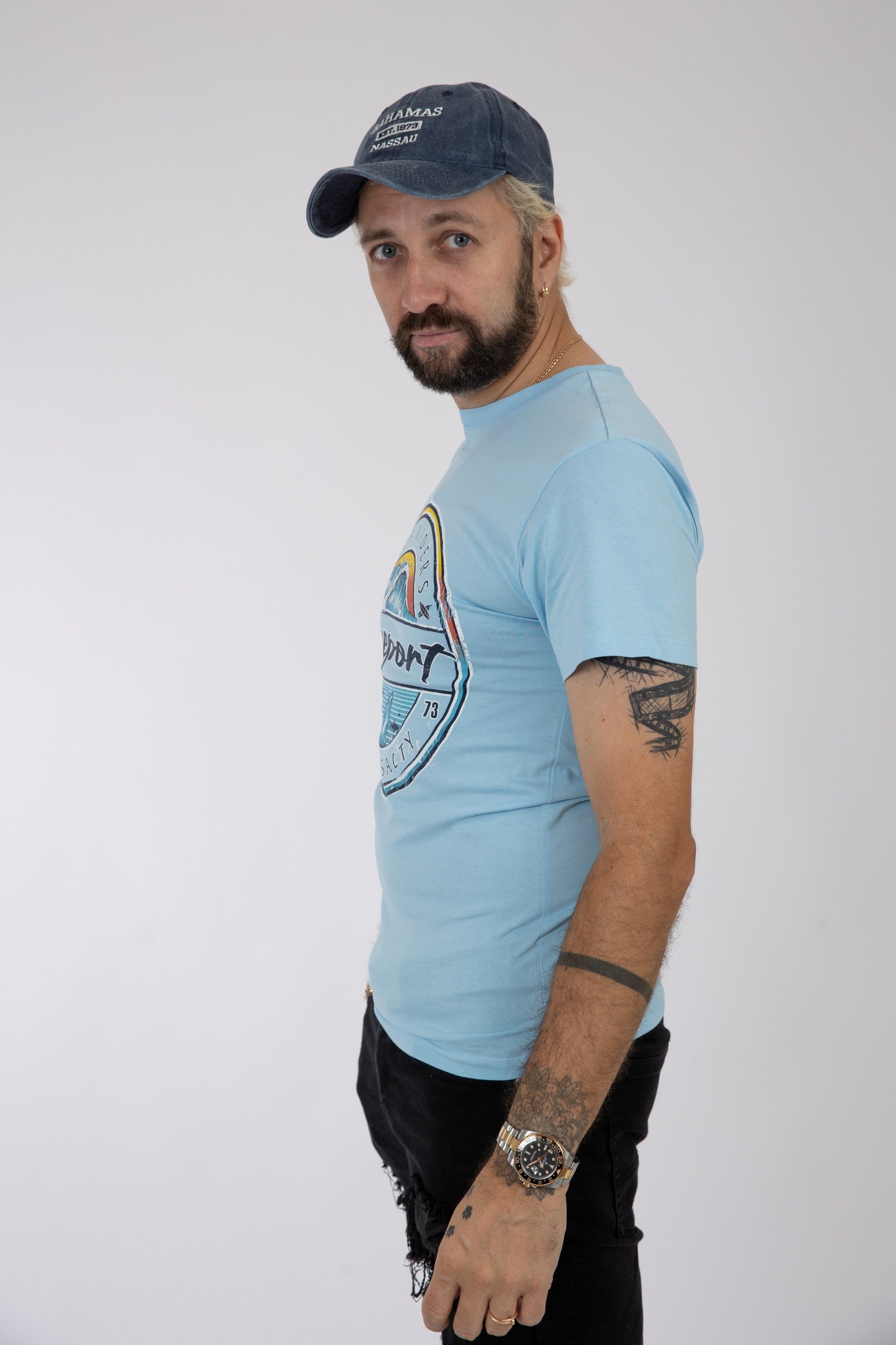 Adult Solid T-Shirts Sky Blue