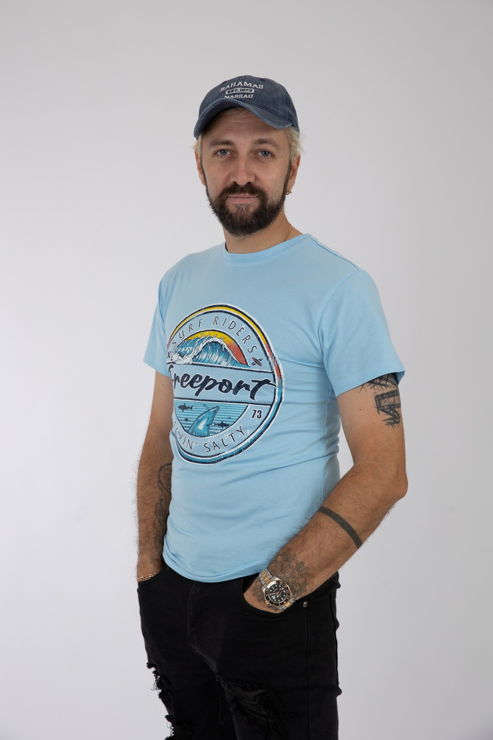 Adult Solid T-Shirts Sky Blue