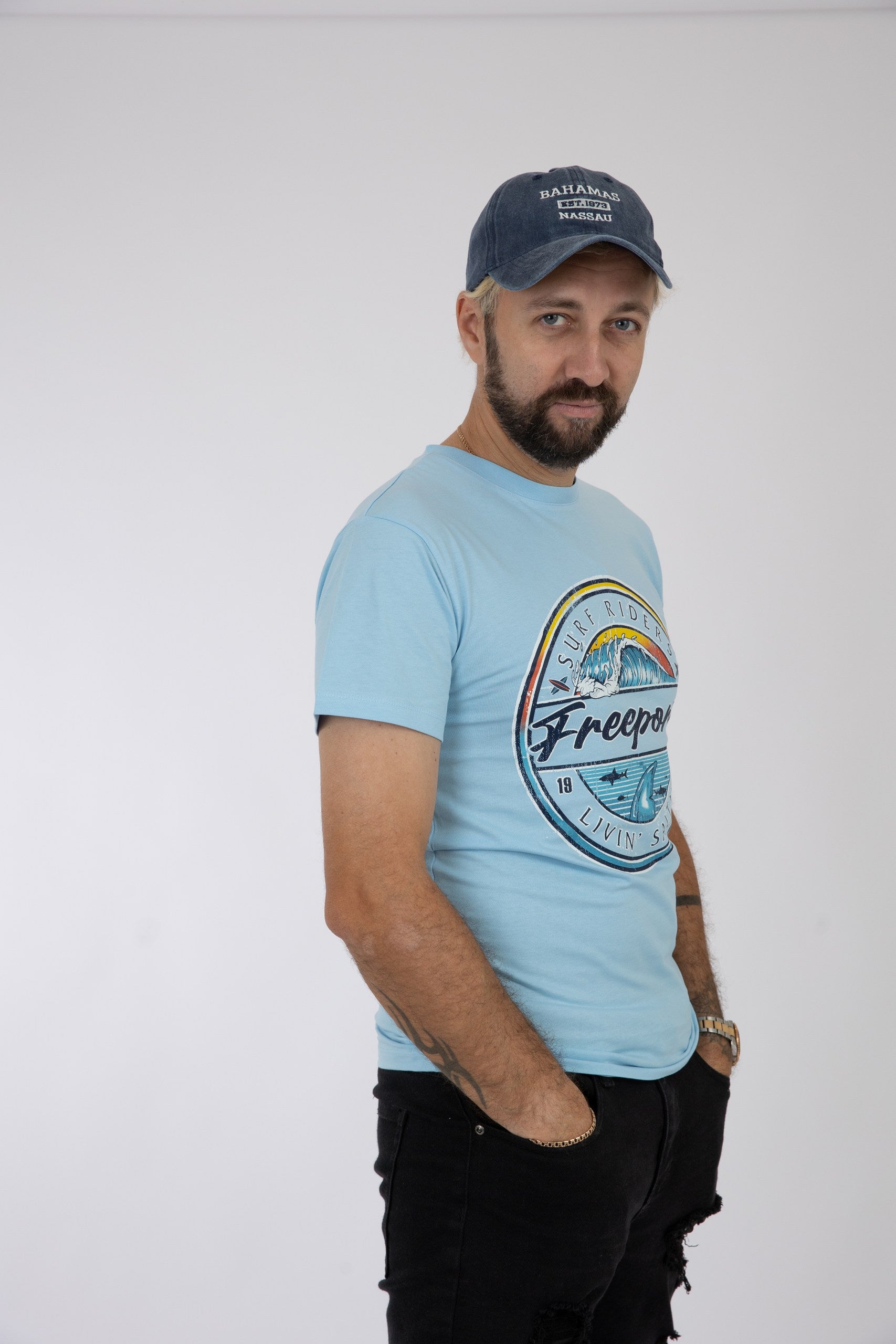 Adult Solid T-Shirts Sky Blue