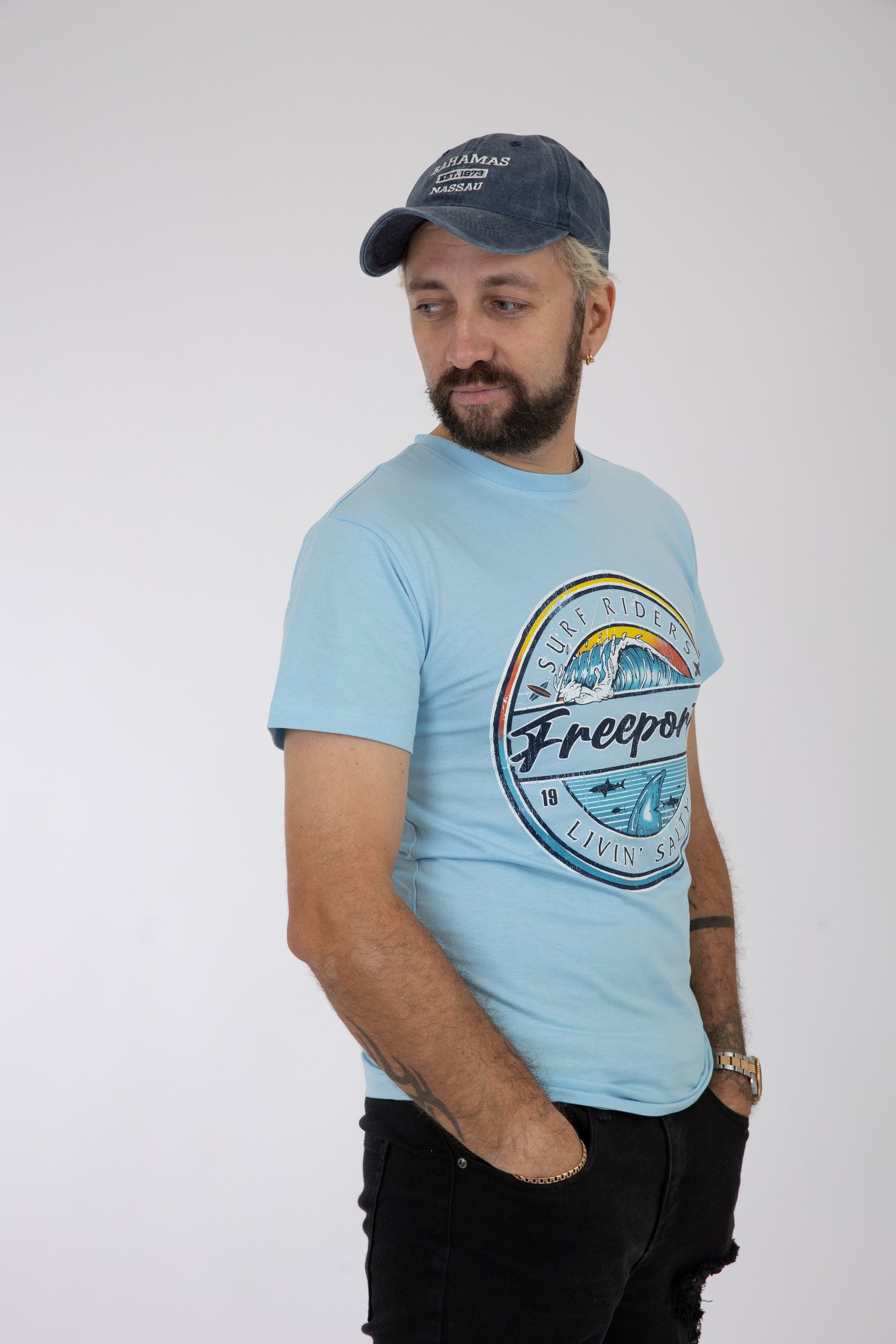 Adult Solid T-Shirts Sky Blue