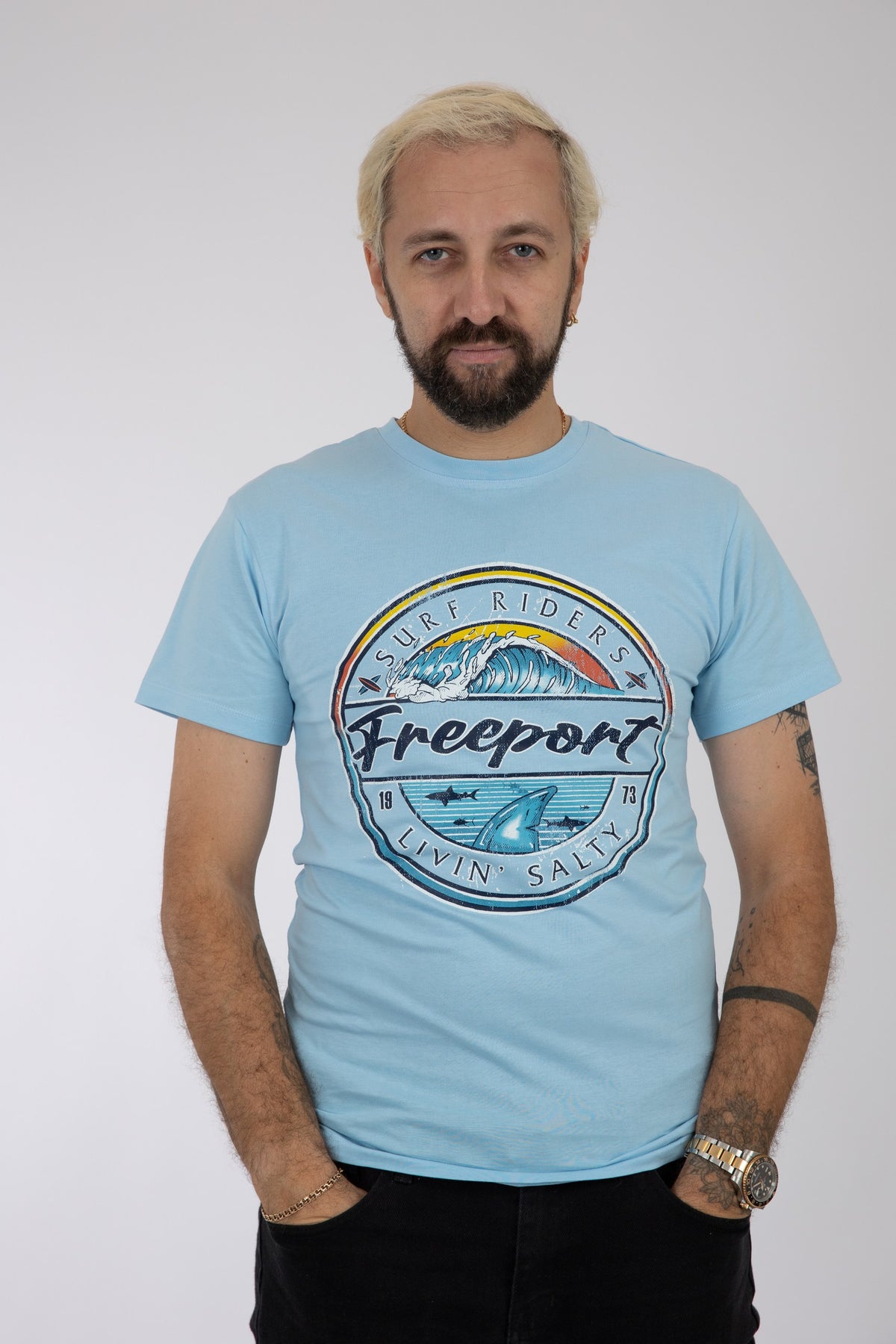 Adult Solid T-Shirts Sky Blue
