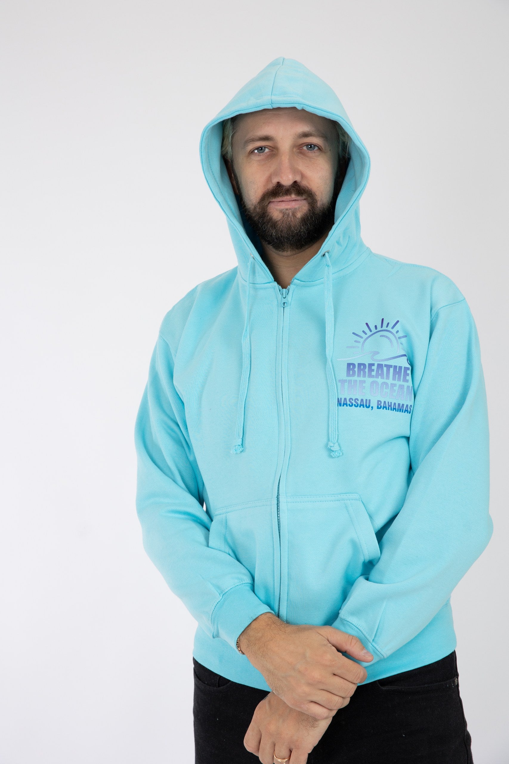 Adult Zipper Hoodie Sax Blue