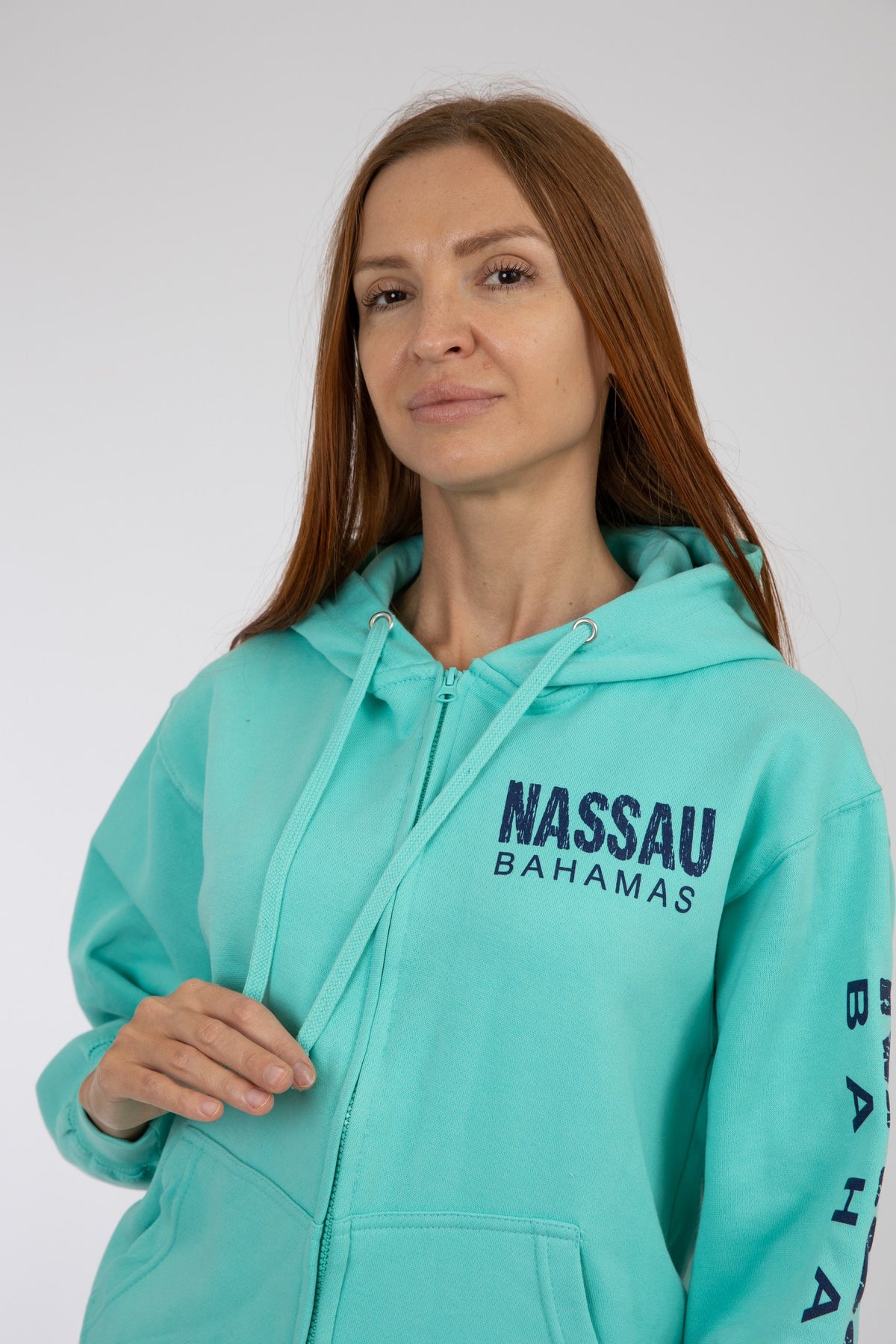 Adult Zipper Solid Hoodie Teal