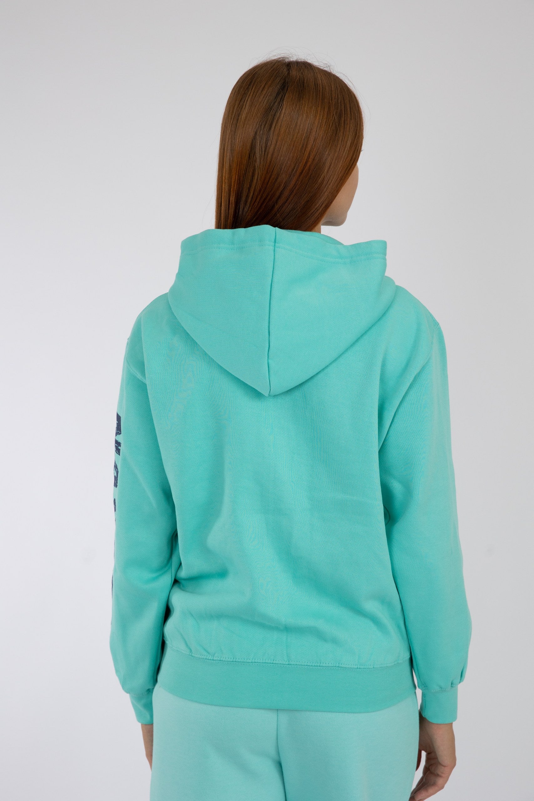 Adult Zipper Solid Hoodie Teal