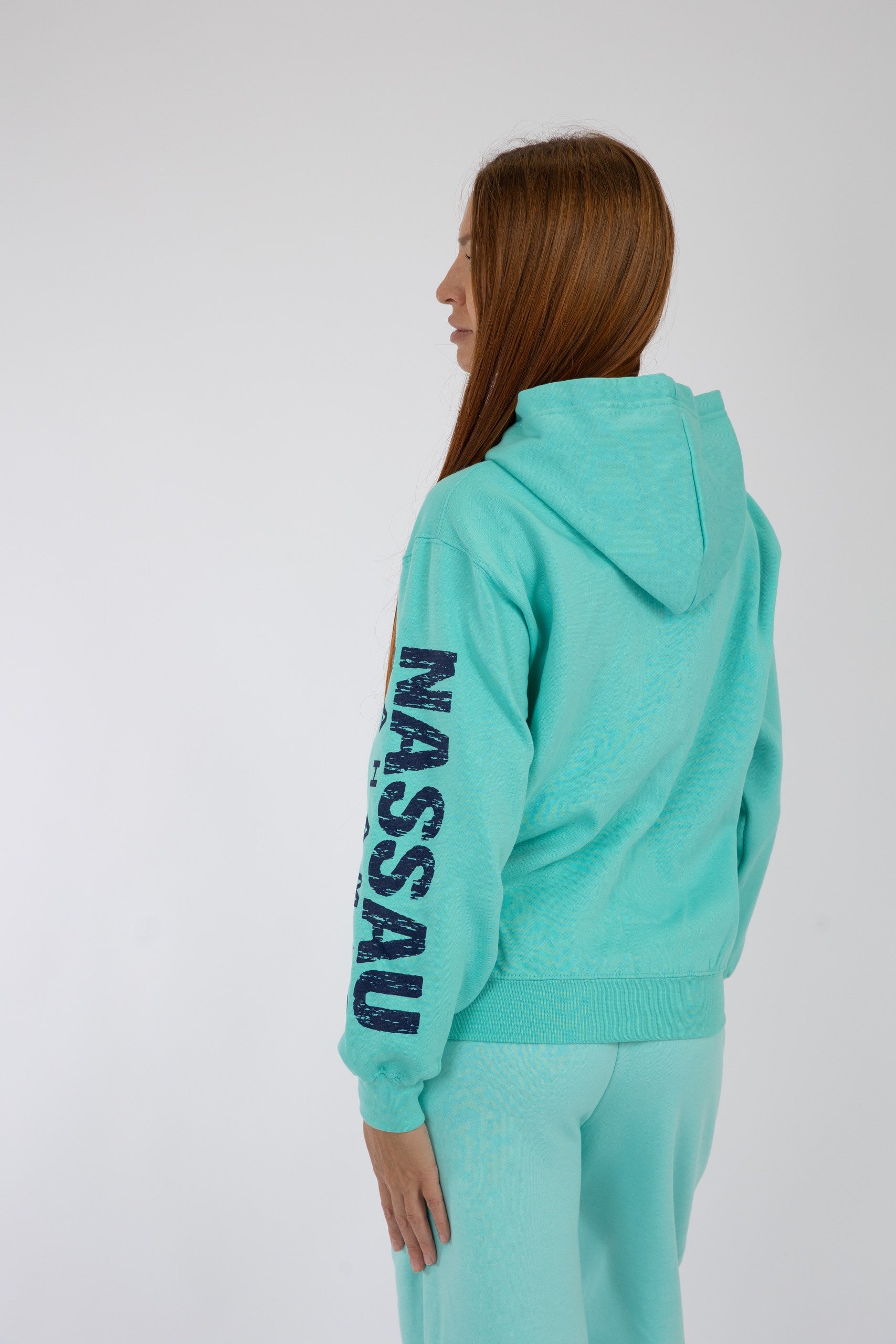 Adult Zipper Solid Hoodie Teal