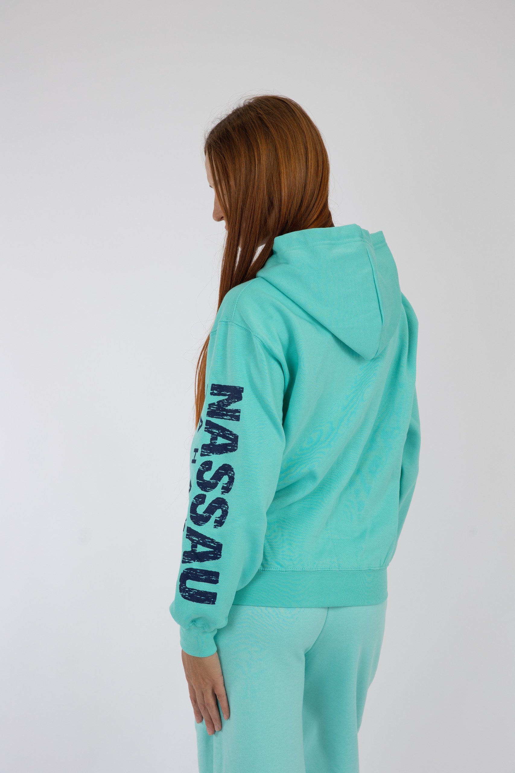 Adult Zipper Solid Hoodie Teal
