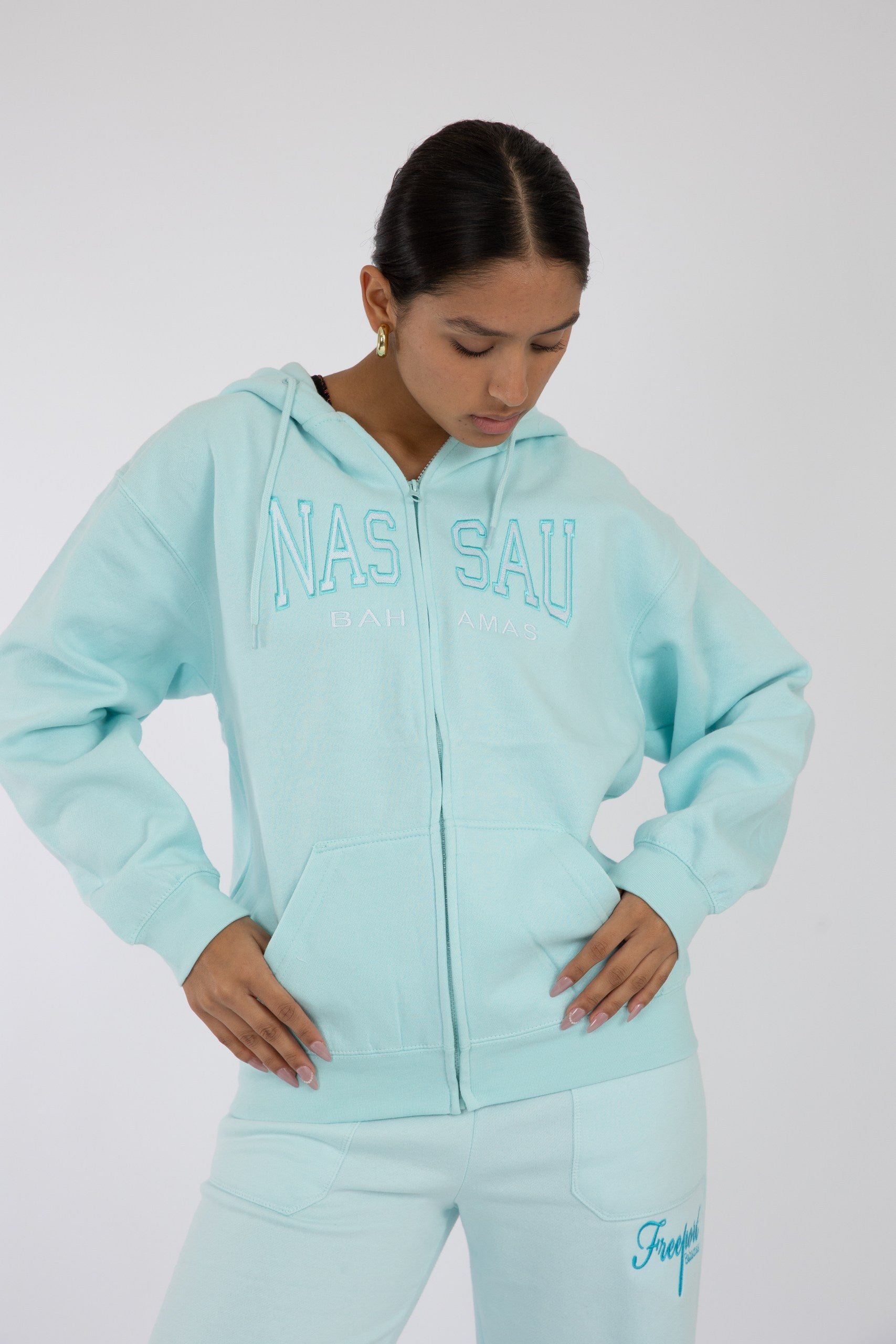 Adult Zipper Hoodie Blue Mint