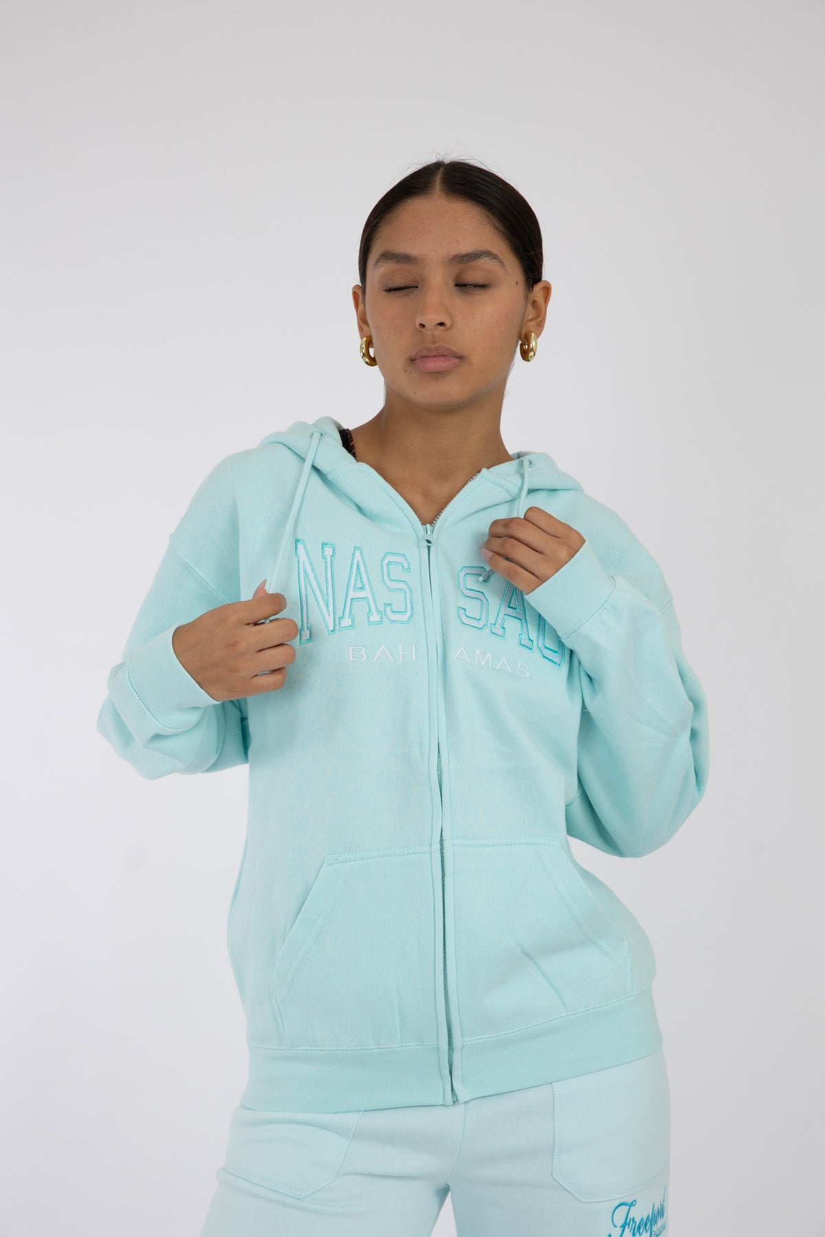 Adult Zipper Hoodie Blue Mint