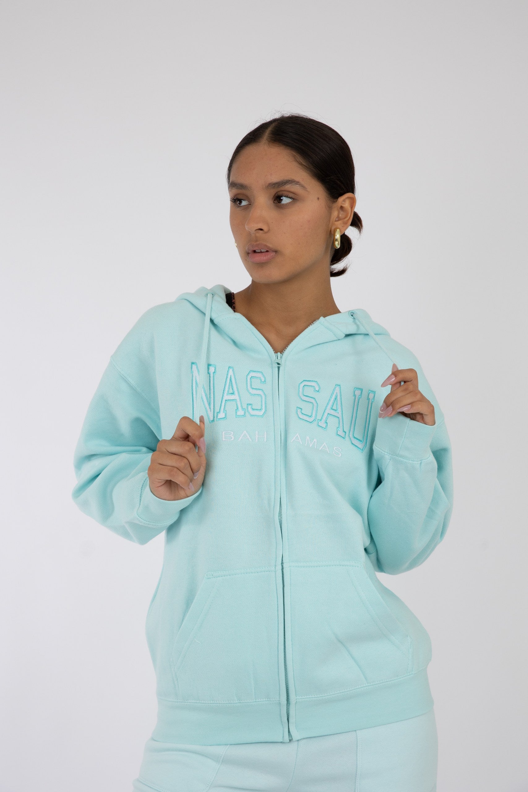 Adult Zipper Hoodie Blue Mint