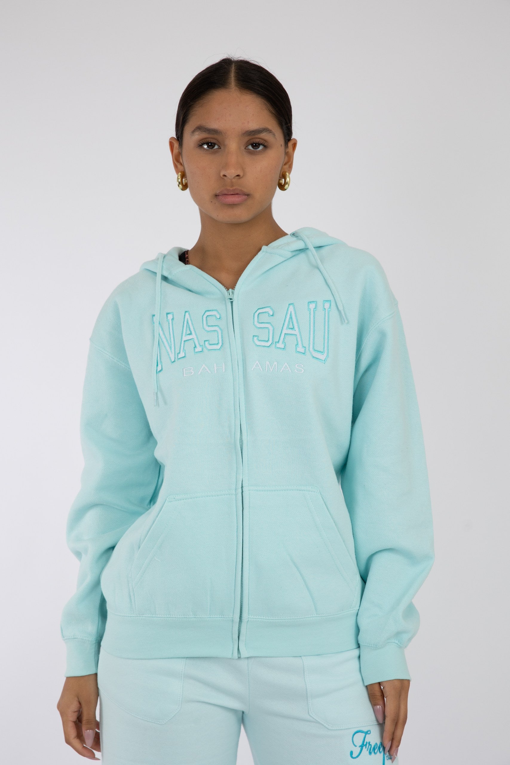 Adult Zipper Hoodie Blue Mint