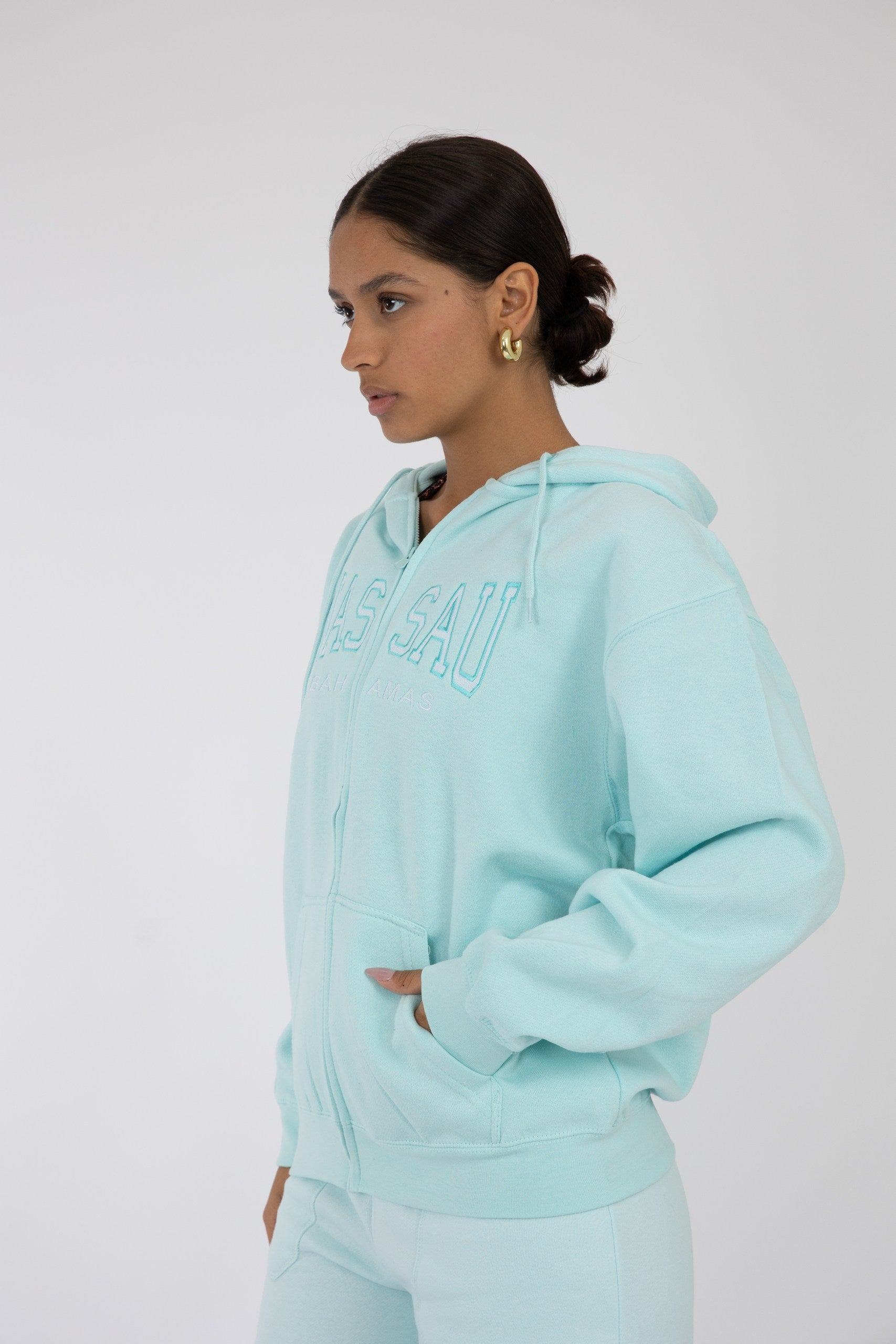Adult Zipper Hoodie Blue Mint