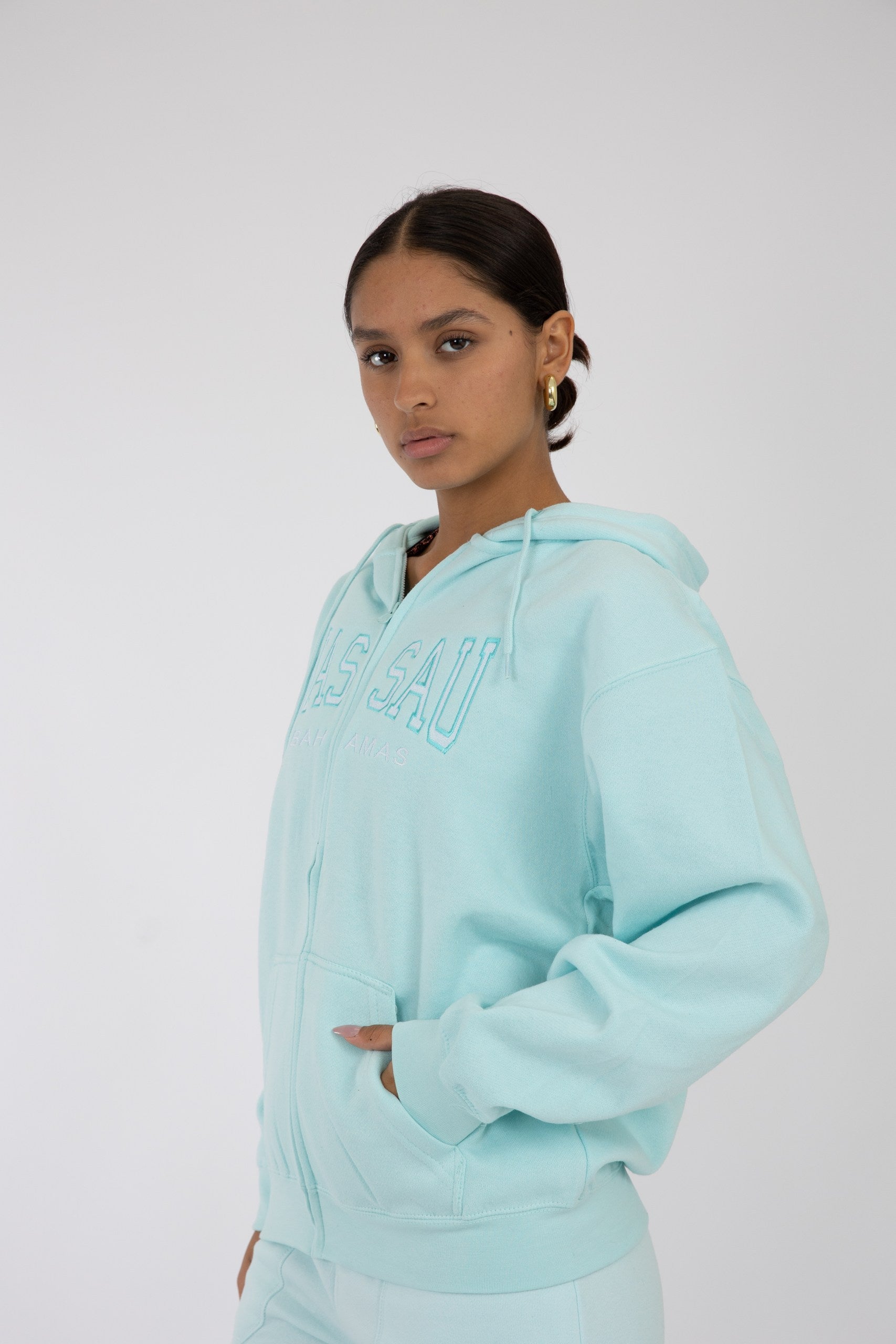Adult Zipper Hoodie Blue Mint