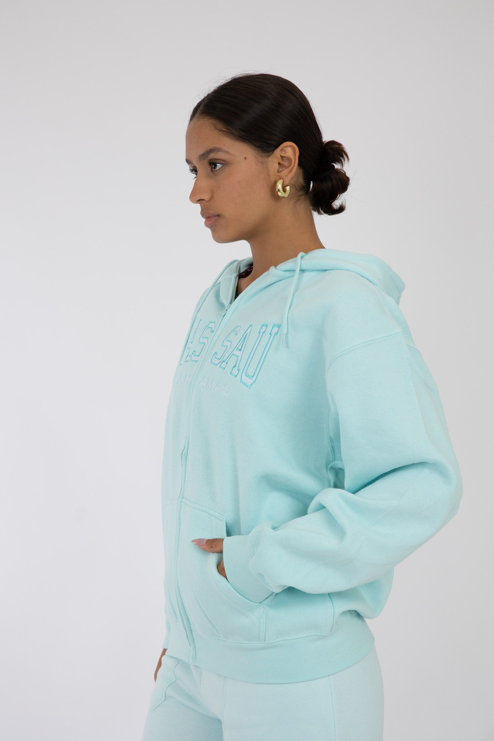 Adult Zipper Hoodie Blue Mint
