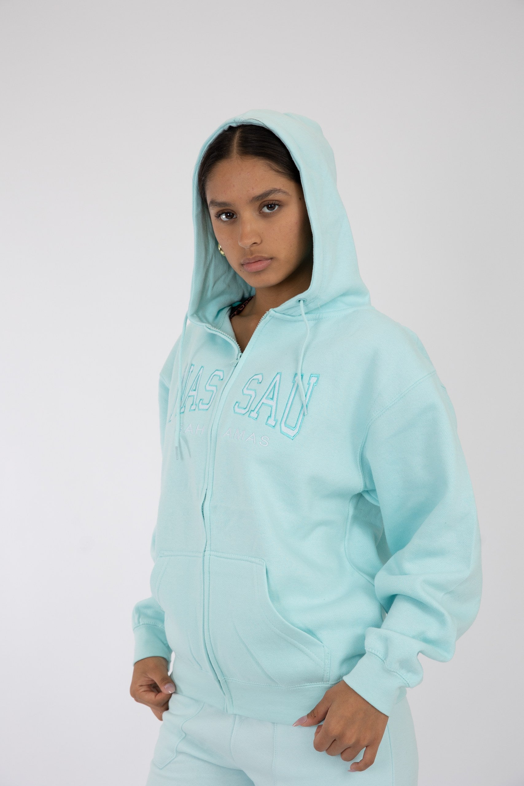 Adult Zipper Hoodie Blue Mint