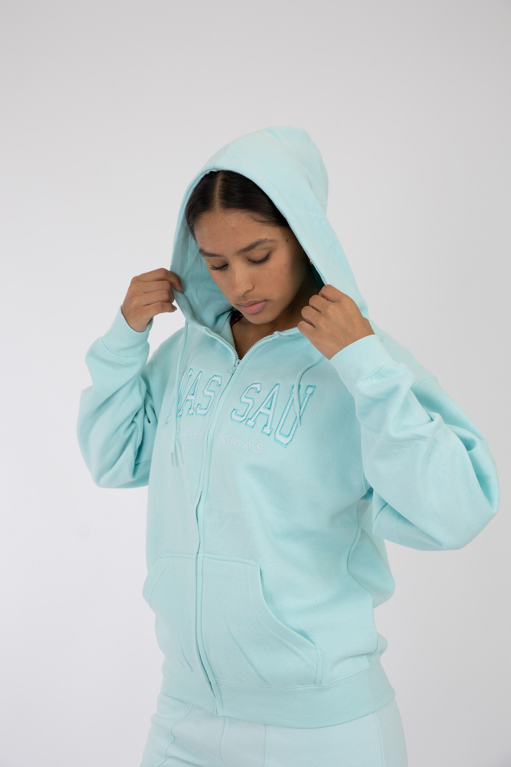 Adult Zipper Hoodie Blue Mint