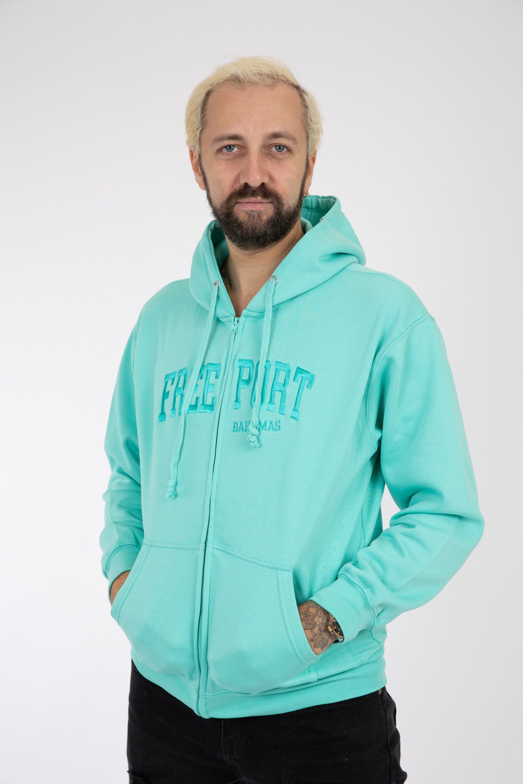 Adult Zipper Hoodie Blue Grey