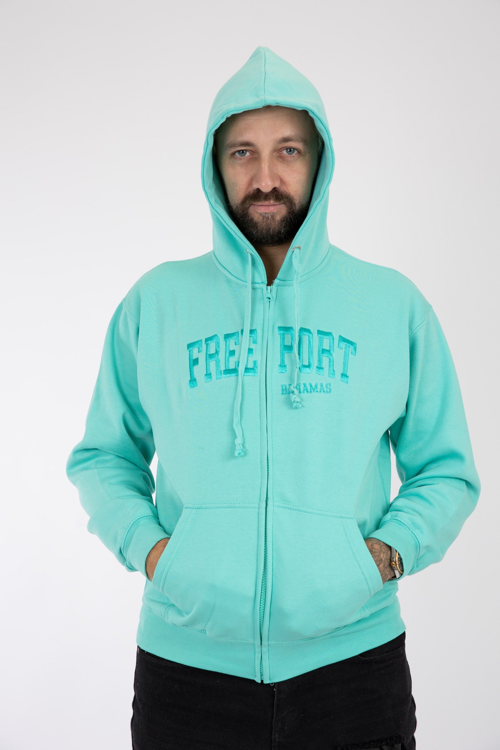Adult Zipper Hoodie Blue Grey