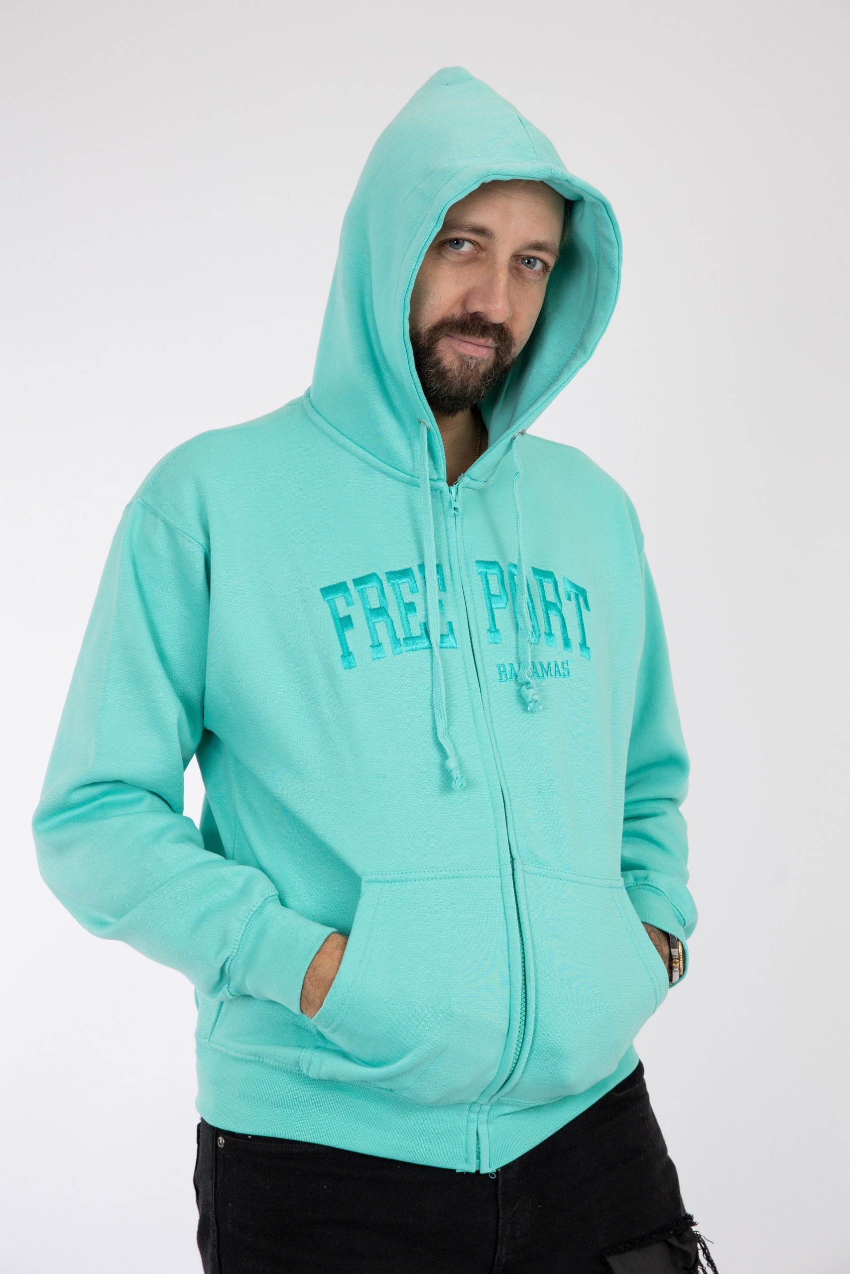Adult Zipper Hoodie Blue Grey
