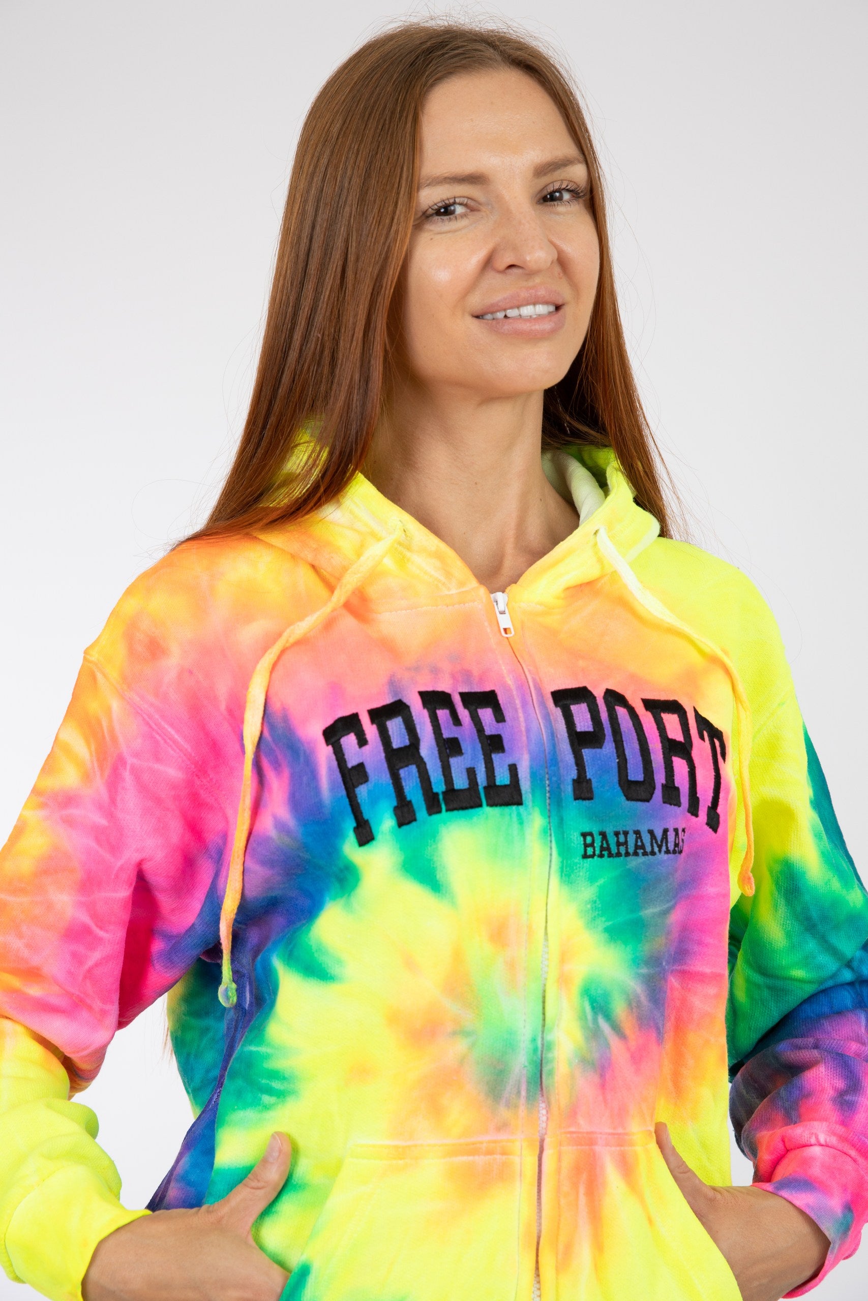 Adult Tie-Dye Hoodie Neon Rainbow
