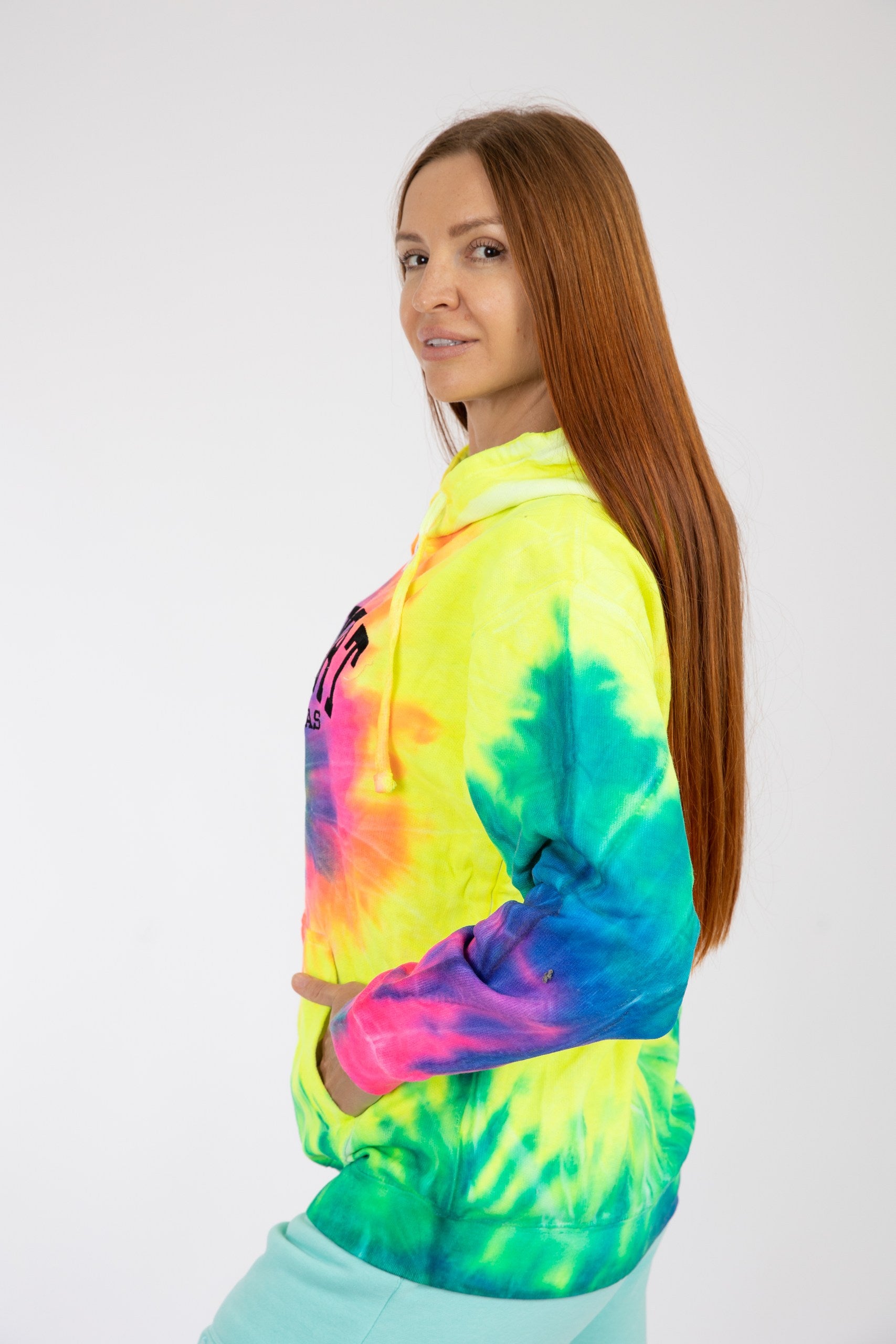 Adult Tie-Dye Hoodie Neon Rainbow