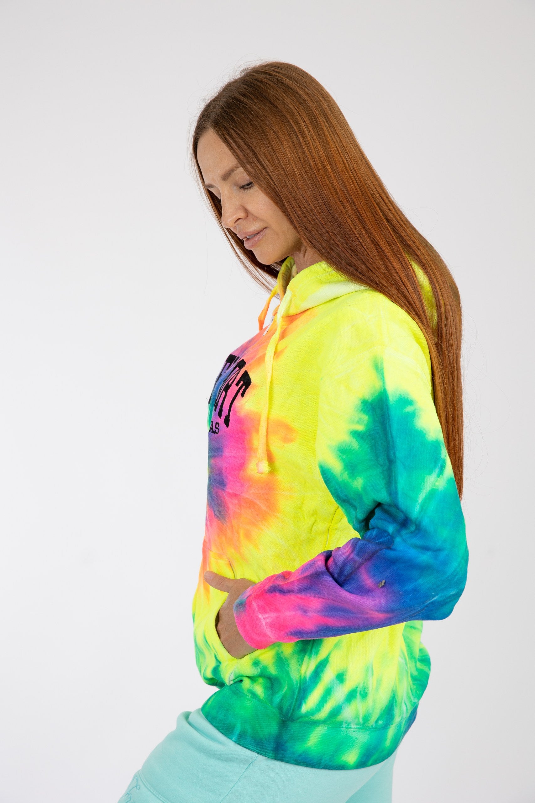 Adult Tie-Dye Hoodie Neon Rainbow