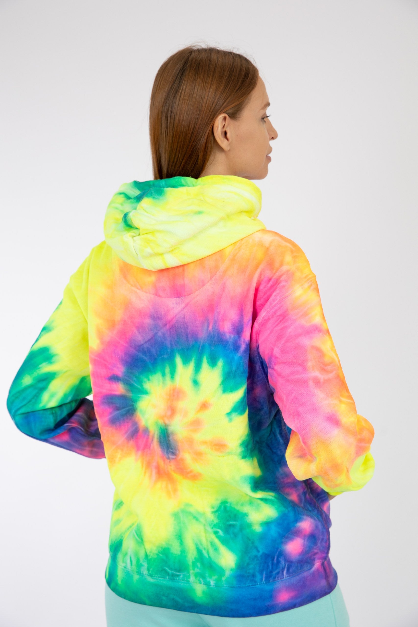 Adult Tie-Dye Hoodie Neon Rainbow