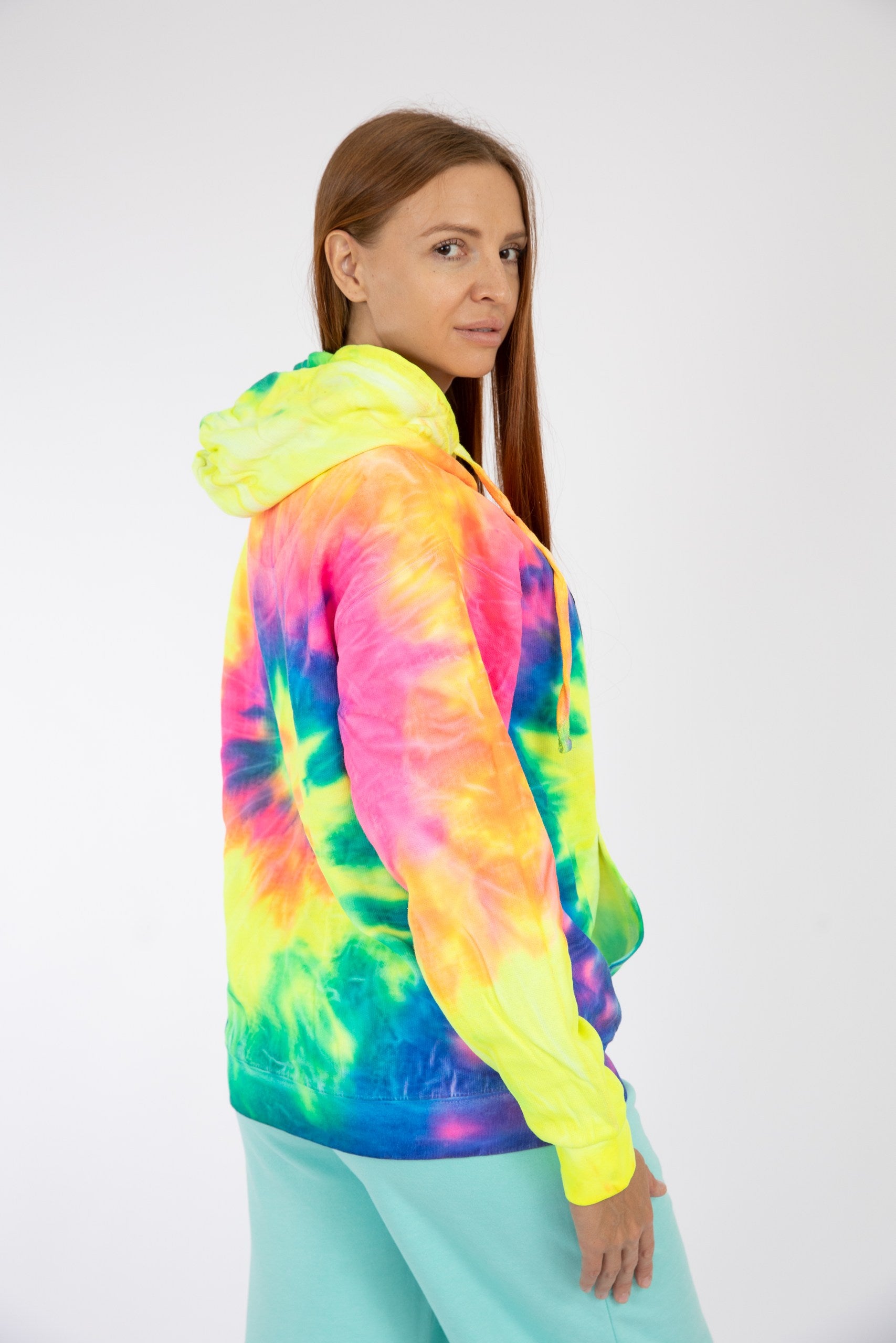 Adult Tie-Dye Hoodie Neon Rainbow