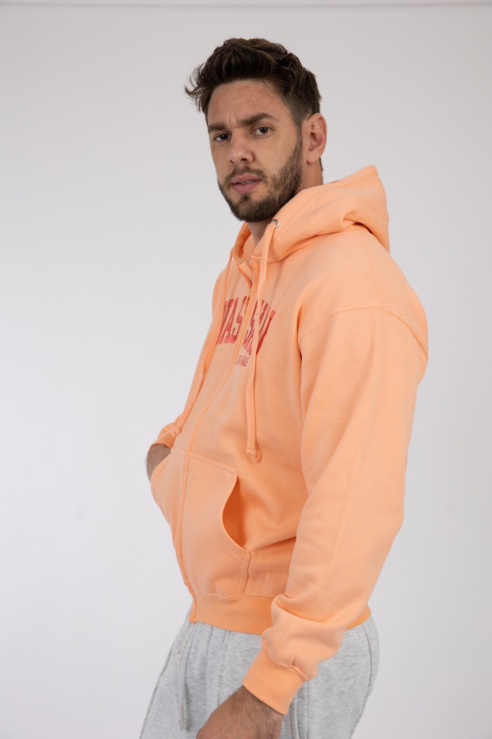 Adult Solid Zipper Hoodie Heather Orange