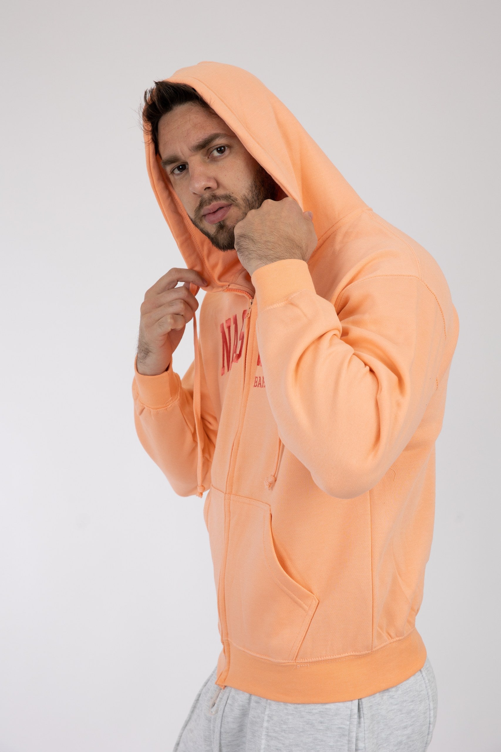 Adult Solid Zipper Hoodie Heather Orange