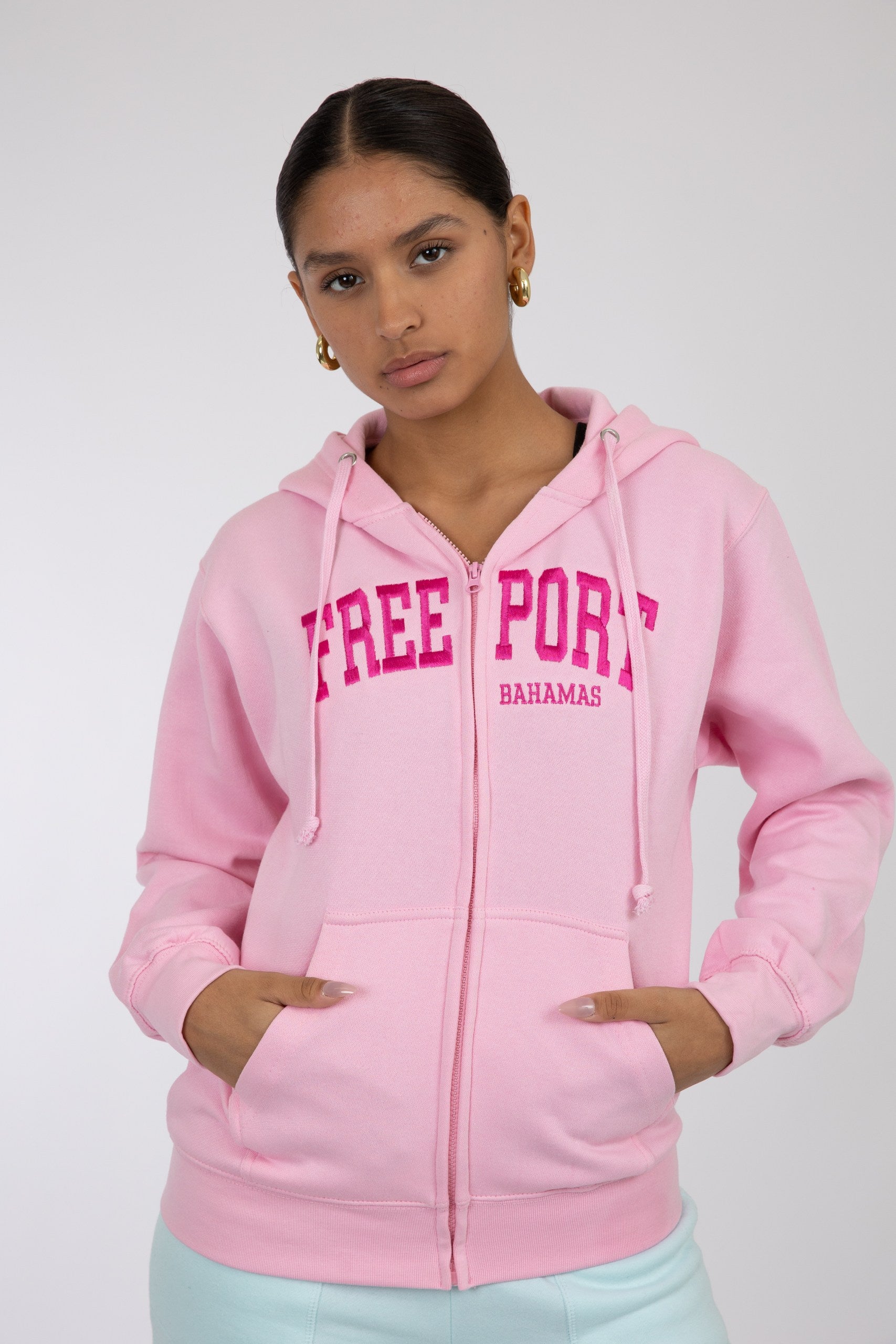 Adult Solid Zipper Hoodie Fuchsia