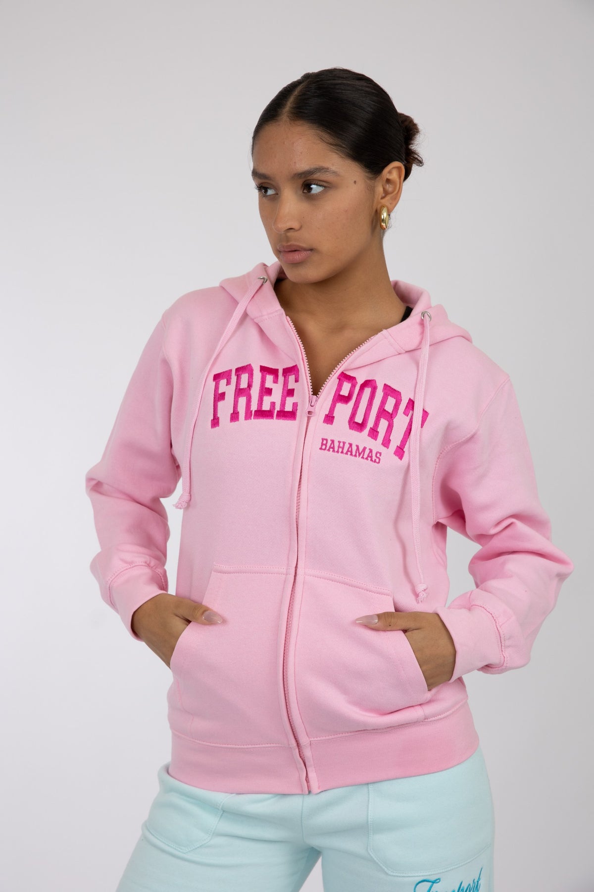 Adult Solid Zipper Hoodie Fuchsia