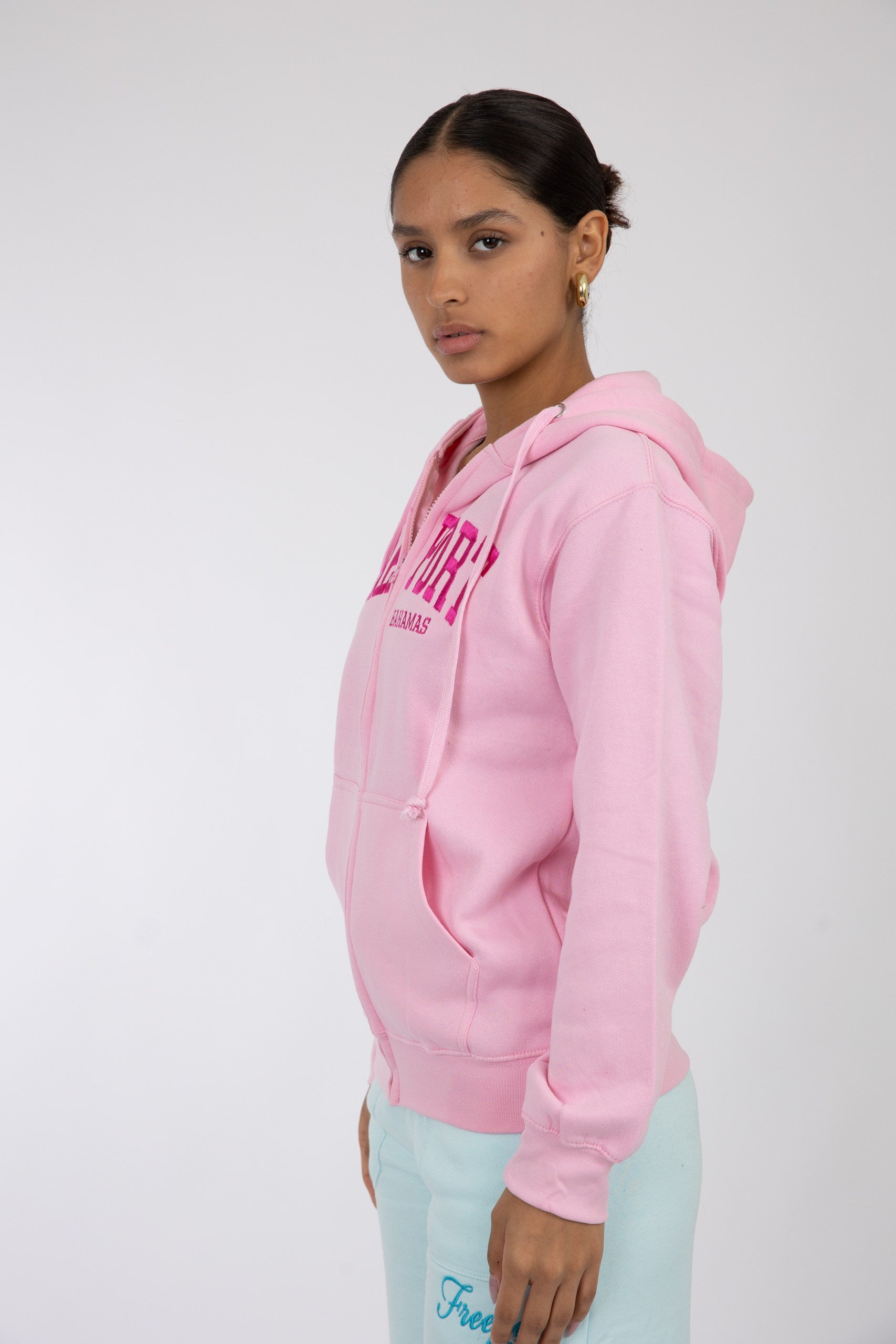 Adult Solid Zipper Hoodie Fuchsia
