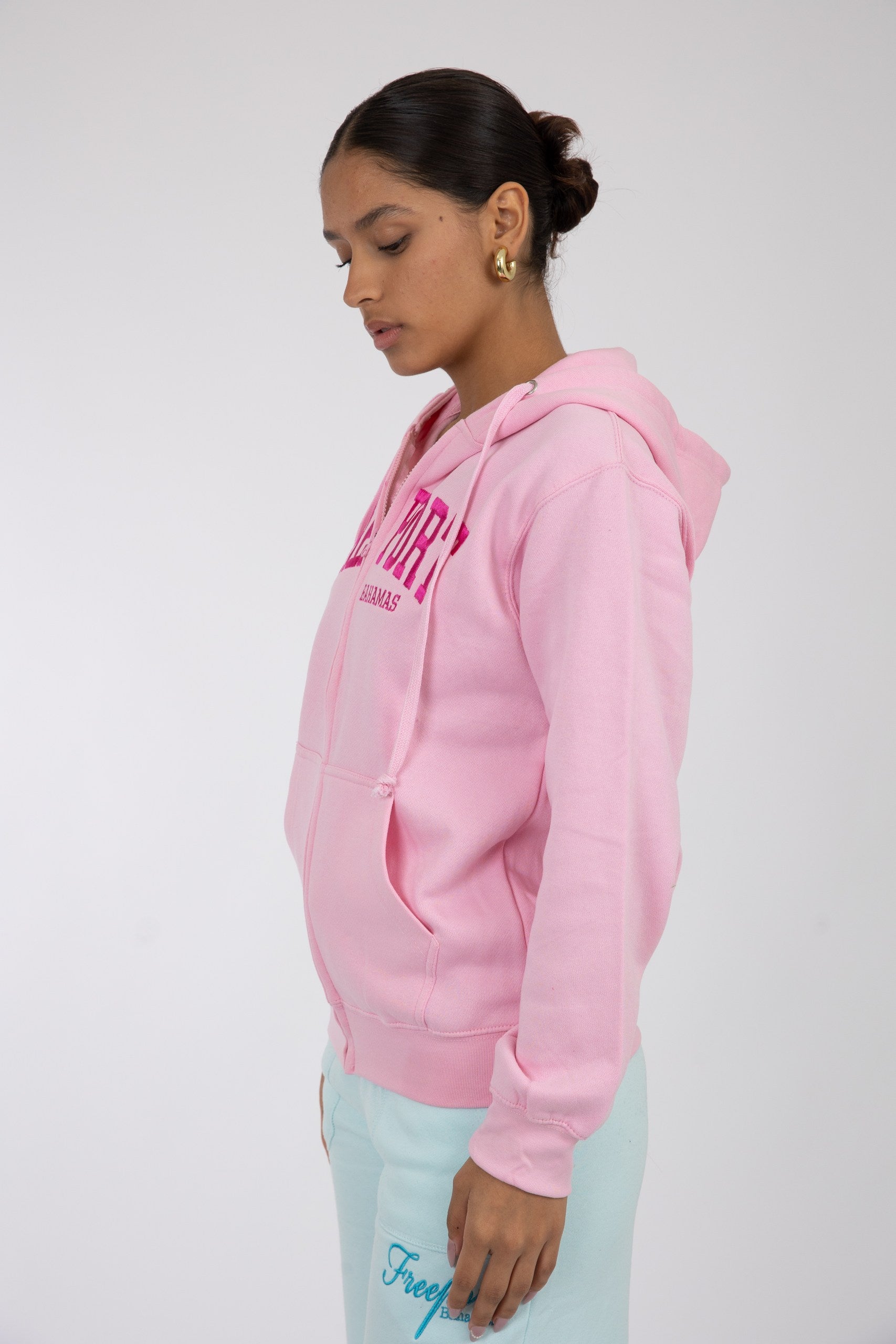 Adult Solid Zipper Hoodie Fuchsia