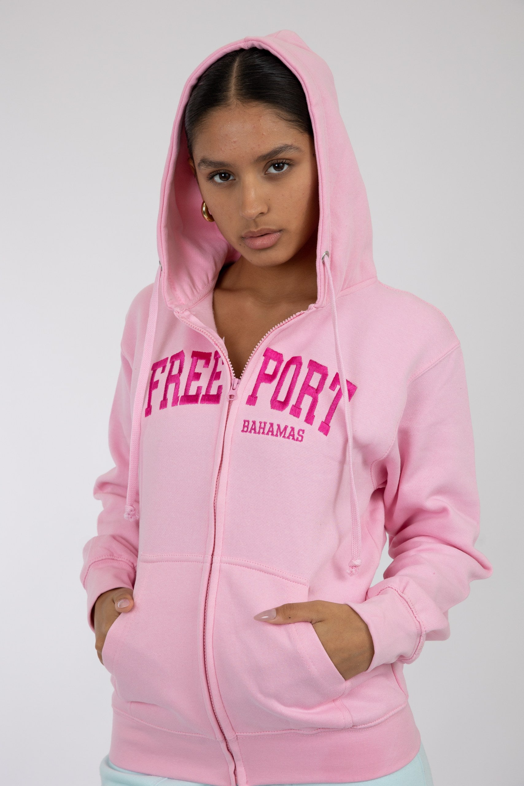 Adult Solid Zipper Hoodie Fuchsia