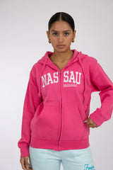 Adult Zipper Solid Hoodie Bright Magenta