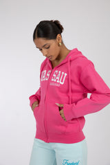 Adult Zipper Solid Hoodie Bright Magenta