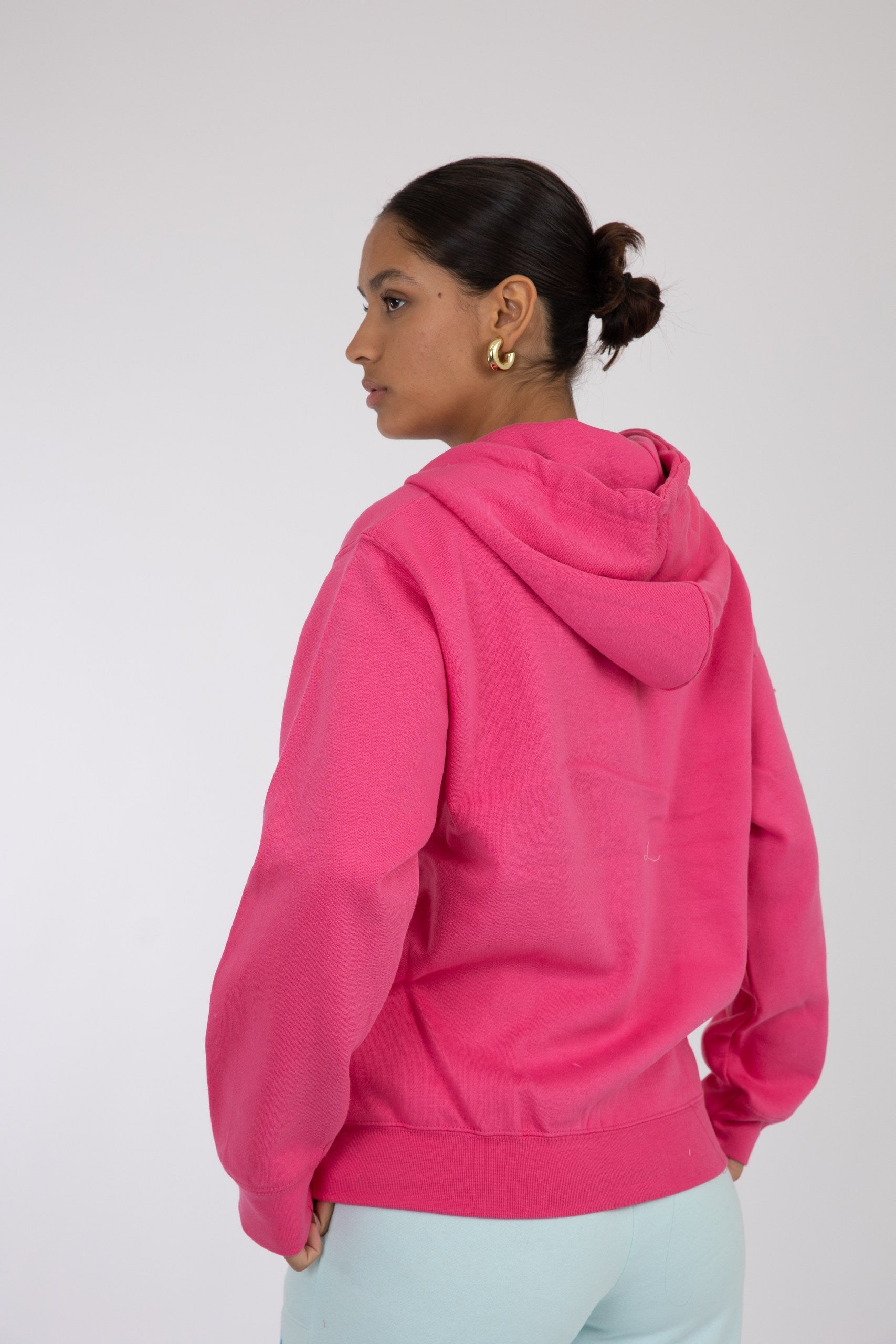 Adult Zipper Solid Hoodie Bright Magenta