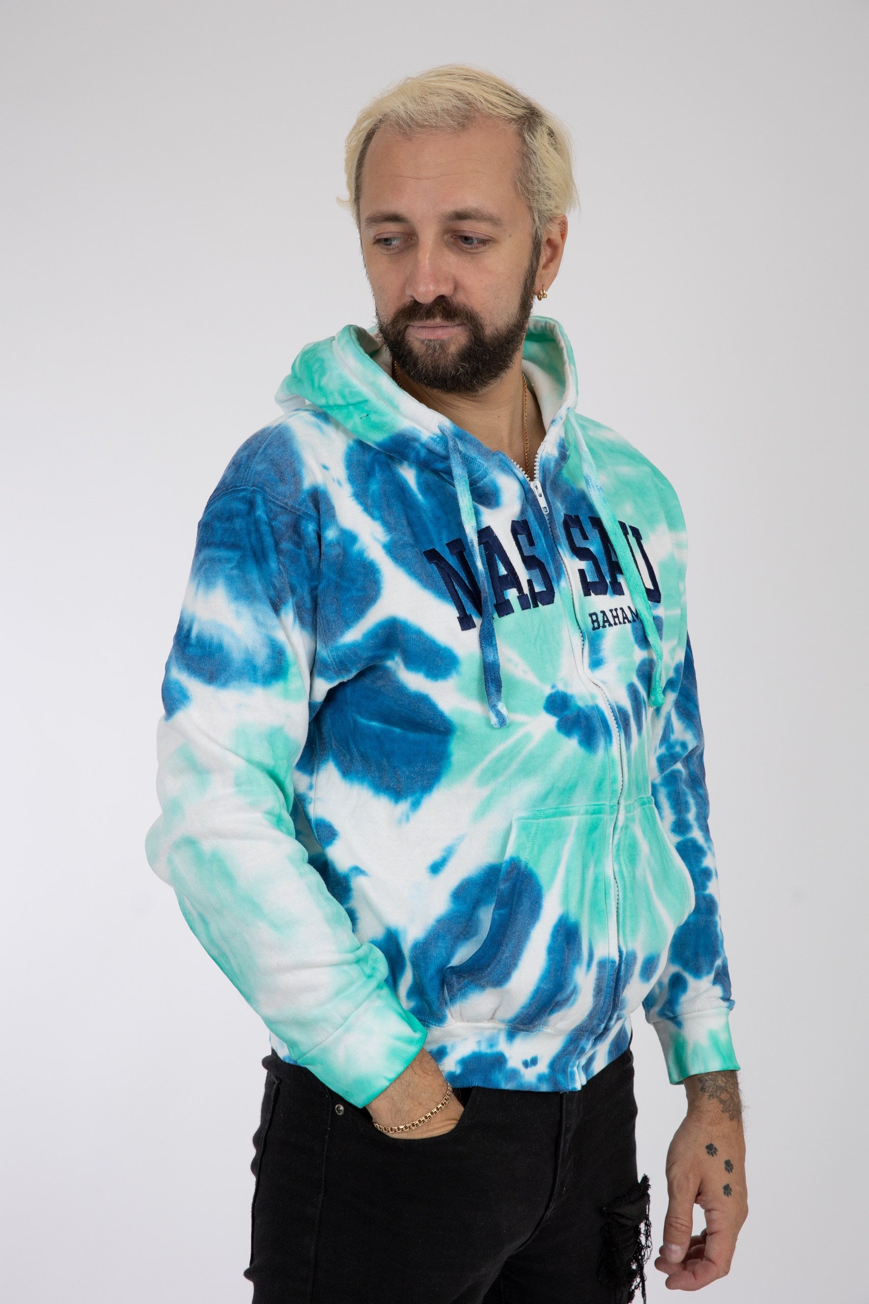 Adult Tie-Dye Hoodie Blue Jerry