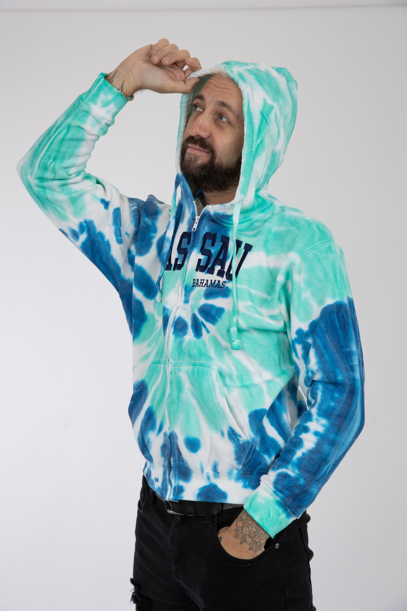 Adult Tie-Dye Hoodie Blue Jerry