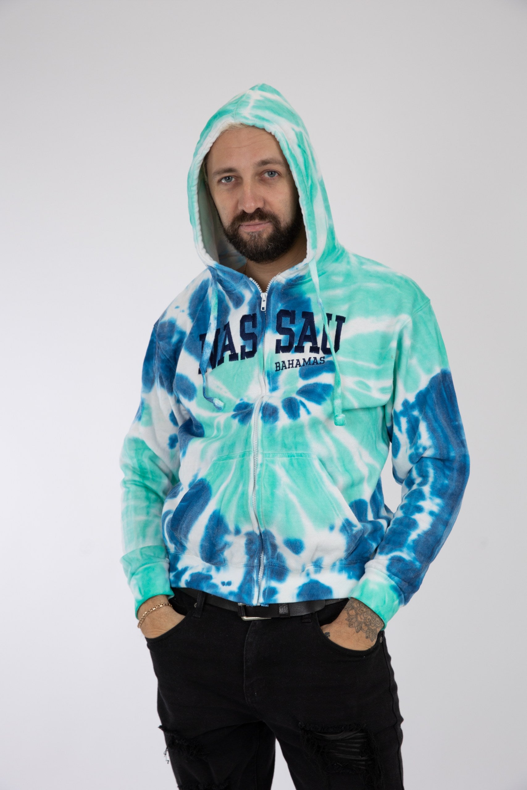 Adult Tie-Dye Hoodie Blue Jerry