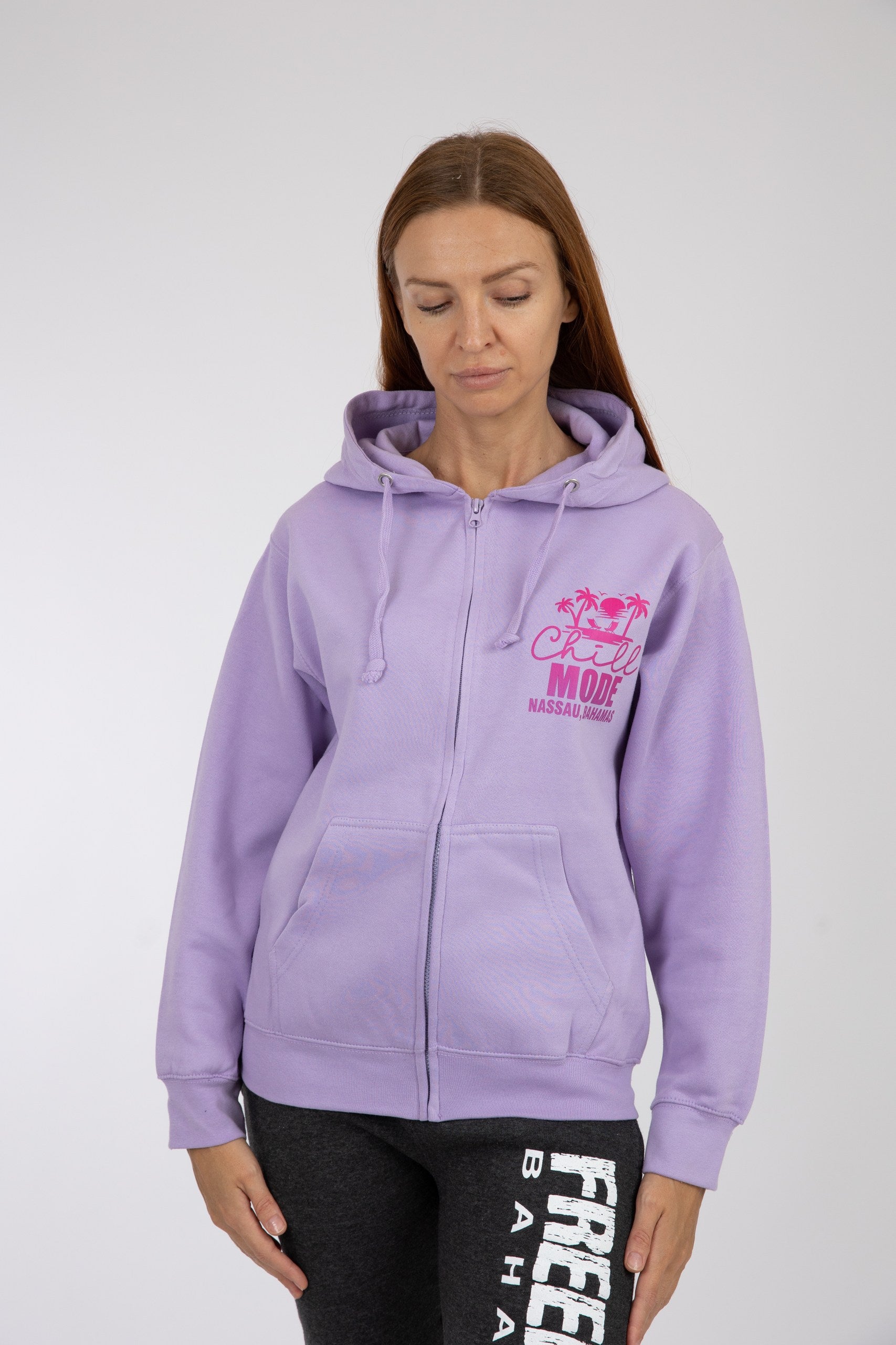 Adult Zipper Solid Hoodie Lavender