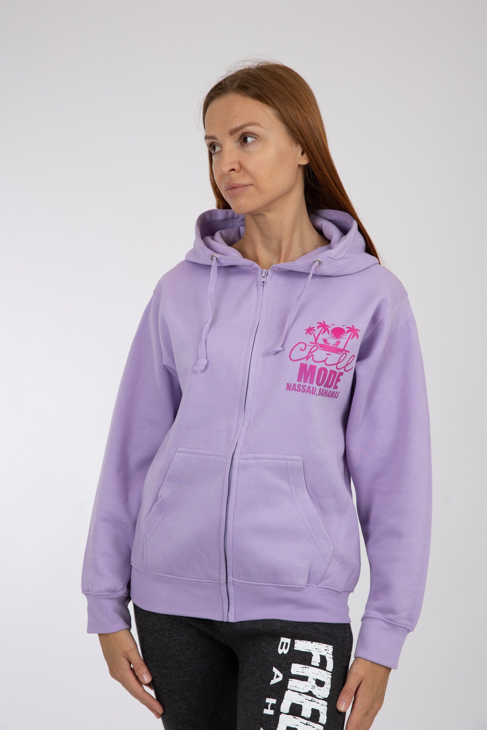 Adult Zipper Solid Hoodie Lavender