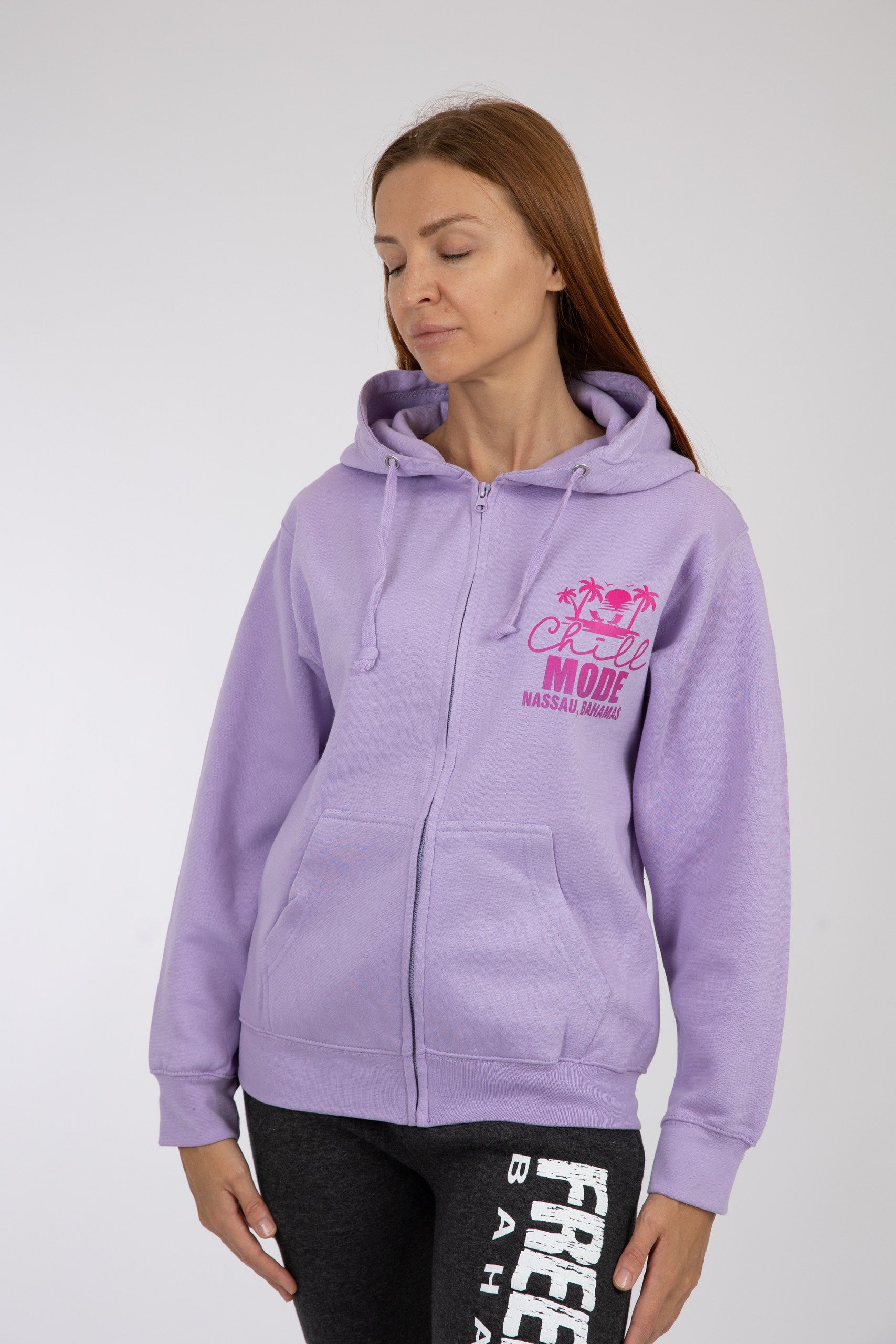 Adult Zipper Solid Hoodie Lavender