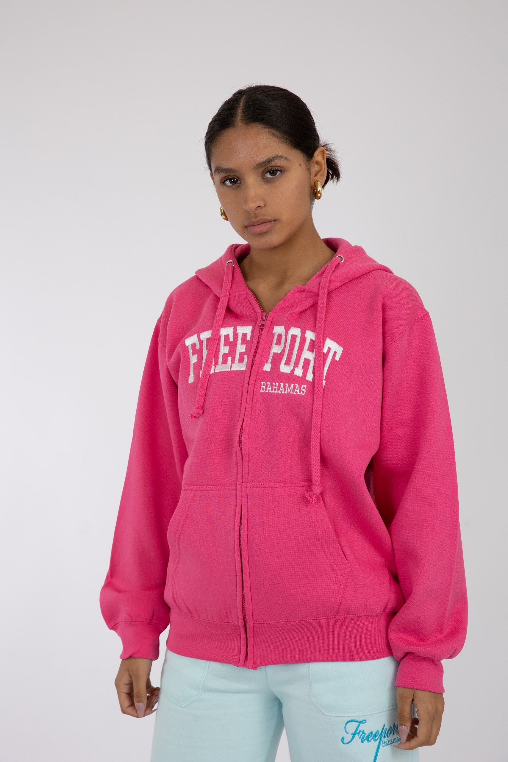 Adult Solid Zipper Hoodie Deep Magenta