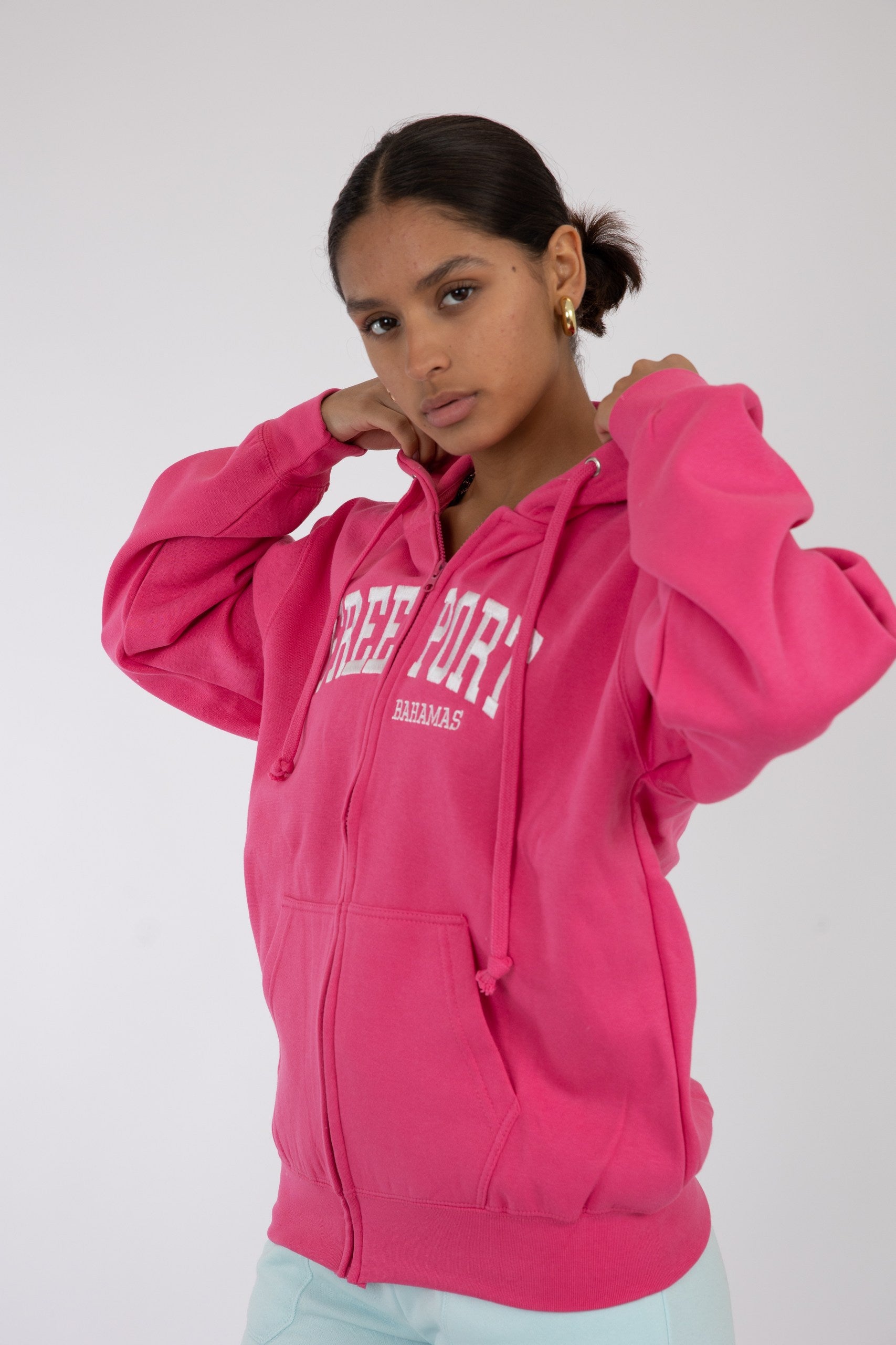 Adult Solid Zipper Hoodie Deep Magenta