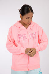 Adult Zipper Solid Hoodie Coral Pink
